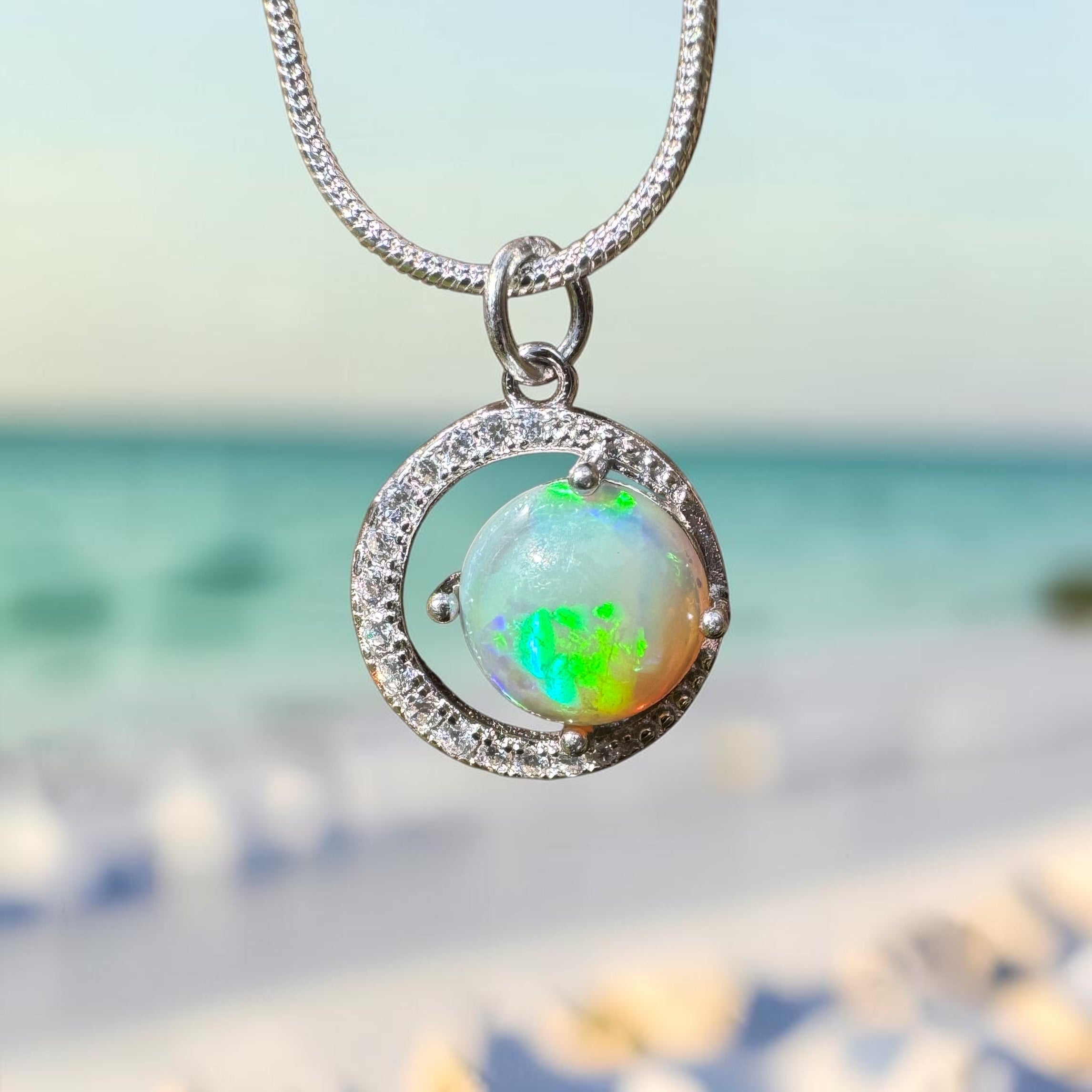 1.6ct Lightning Ridge Opal Pendant Necklace ~ 'Pelican Waters Moonlight' | 925 Sterling Silver | Solid Australian Opal
