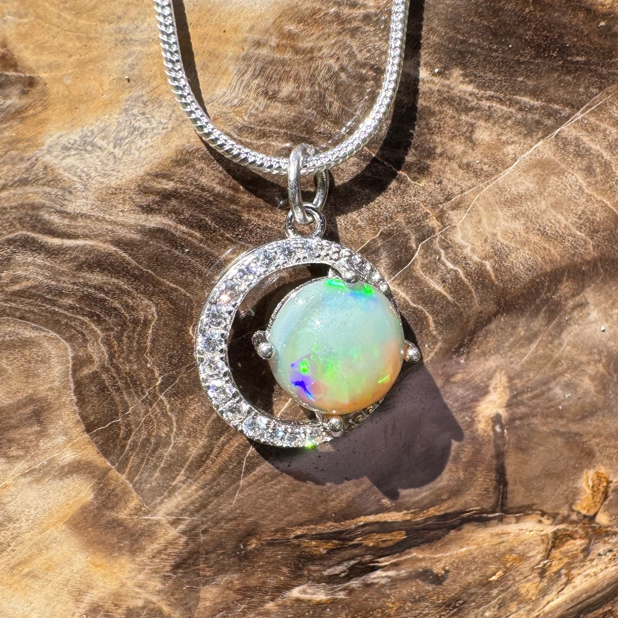 1.6ct Lightning Ridge Opal Pendant Necklace ~ 'Pelican Waters Moonlight' | 925 Sterling Silver | Solid Australian Opal