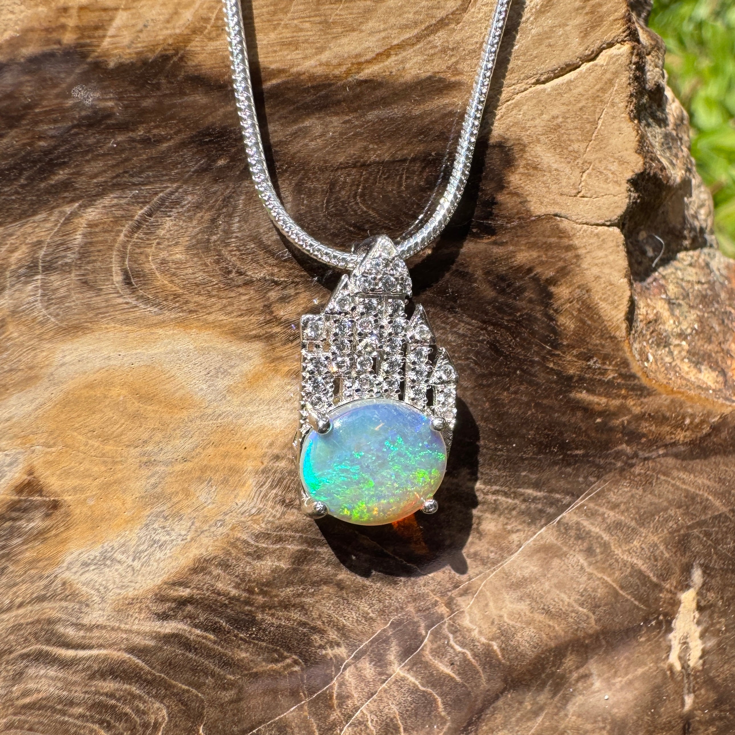 0.9ct Lightning Ridge Opal Pendant Necklace ~ 'Paronella Queen's Castle' | 925 Sterling Silver | Solid Australian Opal
