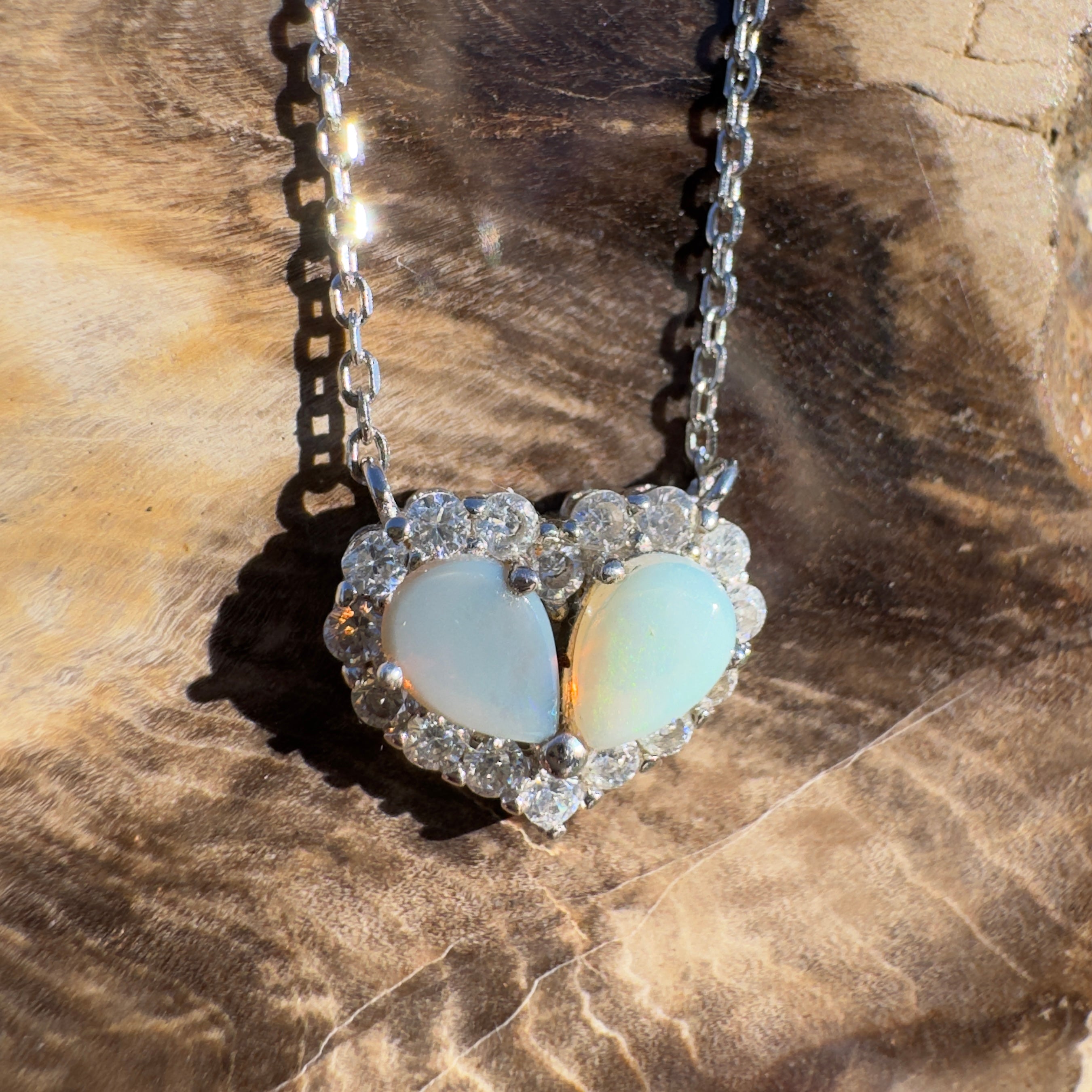 1ct Lightning Ridge Opal Pendant Necklace ~ 'Pastel Bay Heart' | 925 Sterling Silver | Solid Australian Opal