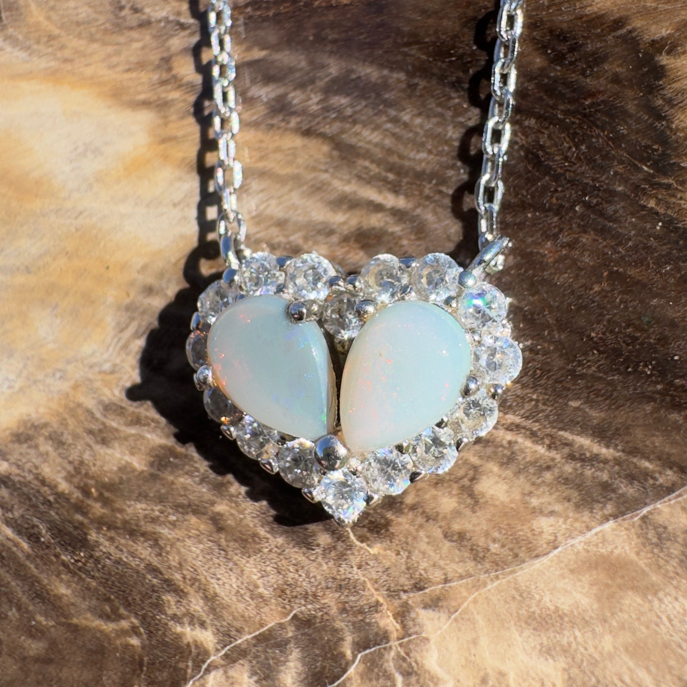 1ct Lightning Ridge Opal Pendant Necklace ~ 'Pastel Bay Heart' | 925 Sterling Silver | Solid Australian Opal