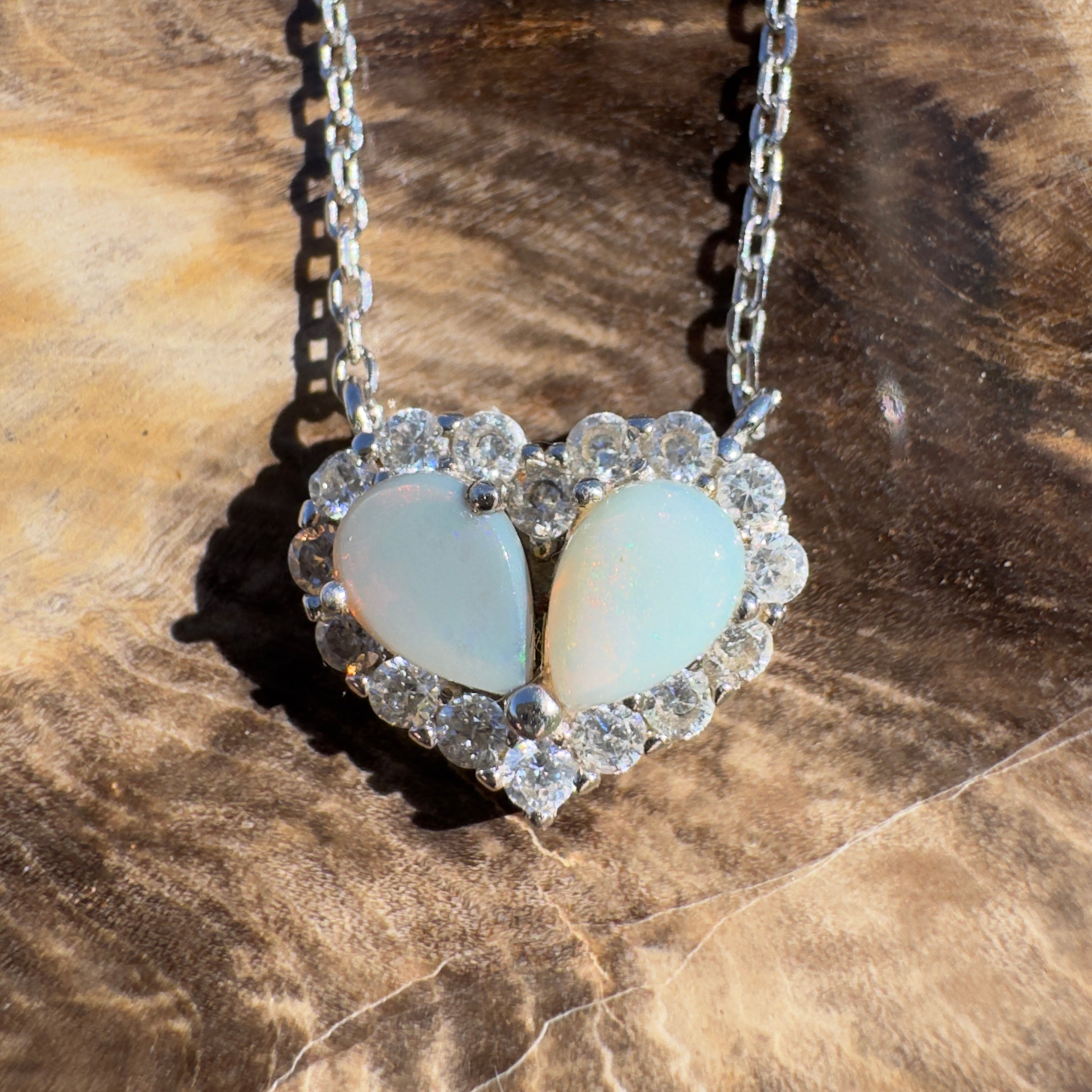 1ct Lightning Ridge Opal Pendant Necklace ~ 'Pastel Bay Heart' | 925 Sterling Silver | Solid Australian Opal