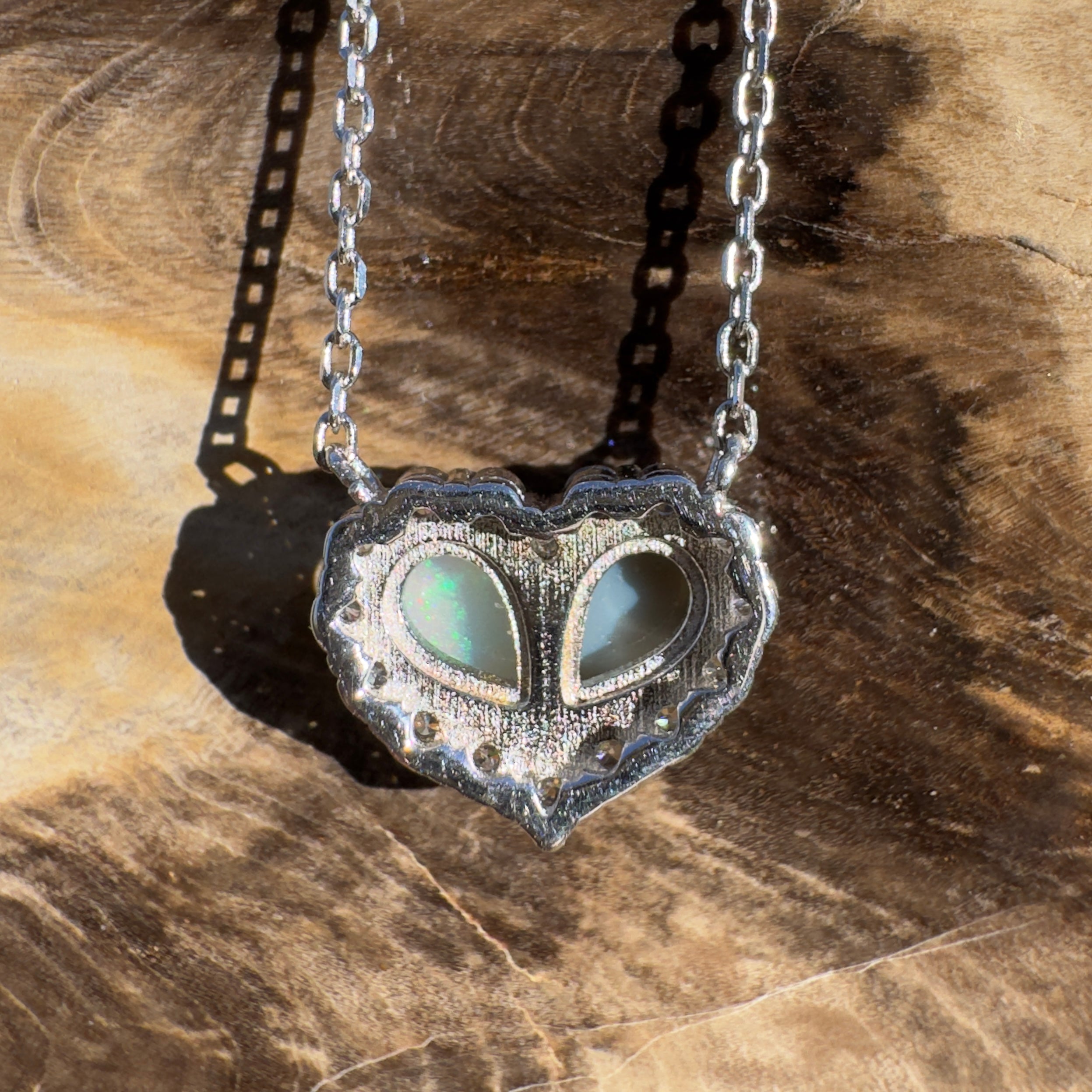 1ct Lightning Ridge Opal Pendant Necklace ~ 'Pastel Bay Heart' | 925 Sterling Silver | Solid Australian Opal