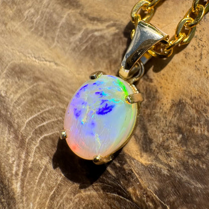 'Rainbow Tides' ~ Handcrafted 9ct Solid Gold 1.3ct Lightning Ridge Opal Pendant - Iona Opal Australia