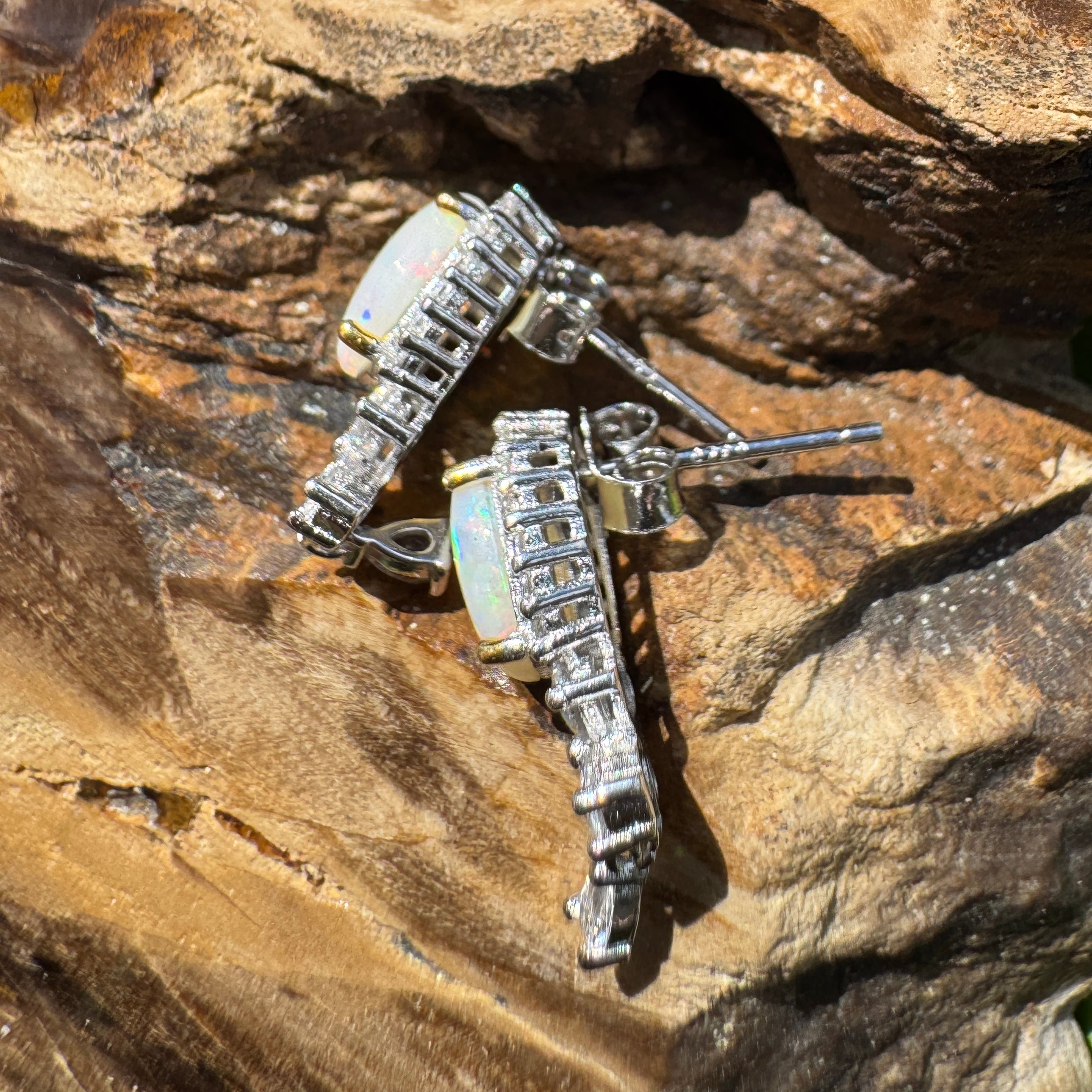 1.4ct Coober Pedy Opal Earrings ~ 'El Questro Sunrise' | 925 Sterling Silver | Solid Australian Opal