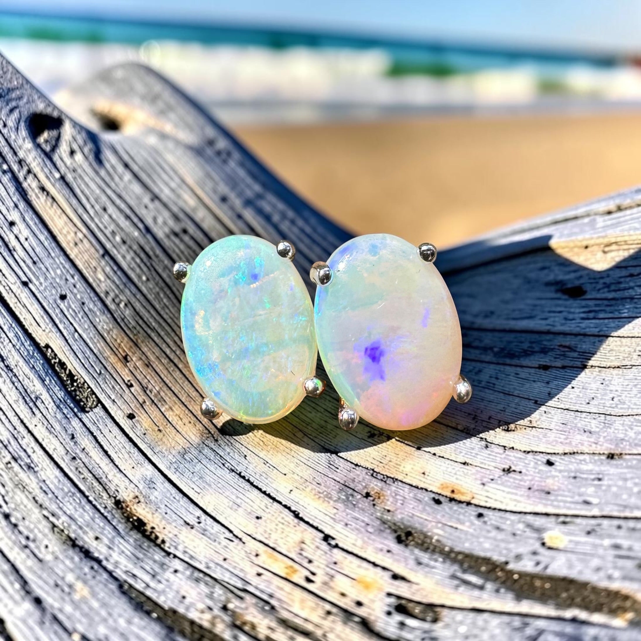 1.3ct Lightning Ridge Opal Earrings ~ 'Lord Howe Morning' | 925 Sterling Silver | Solid Australian Opal