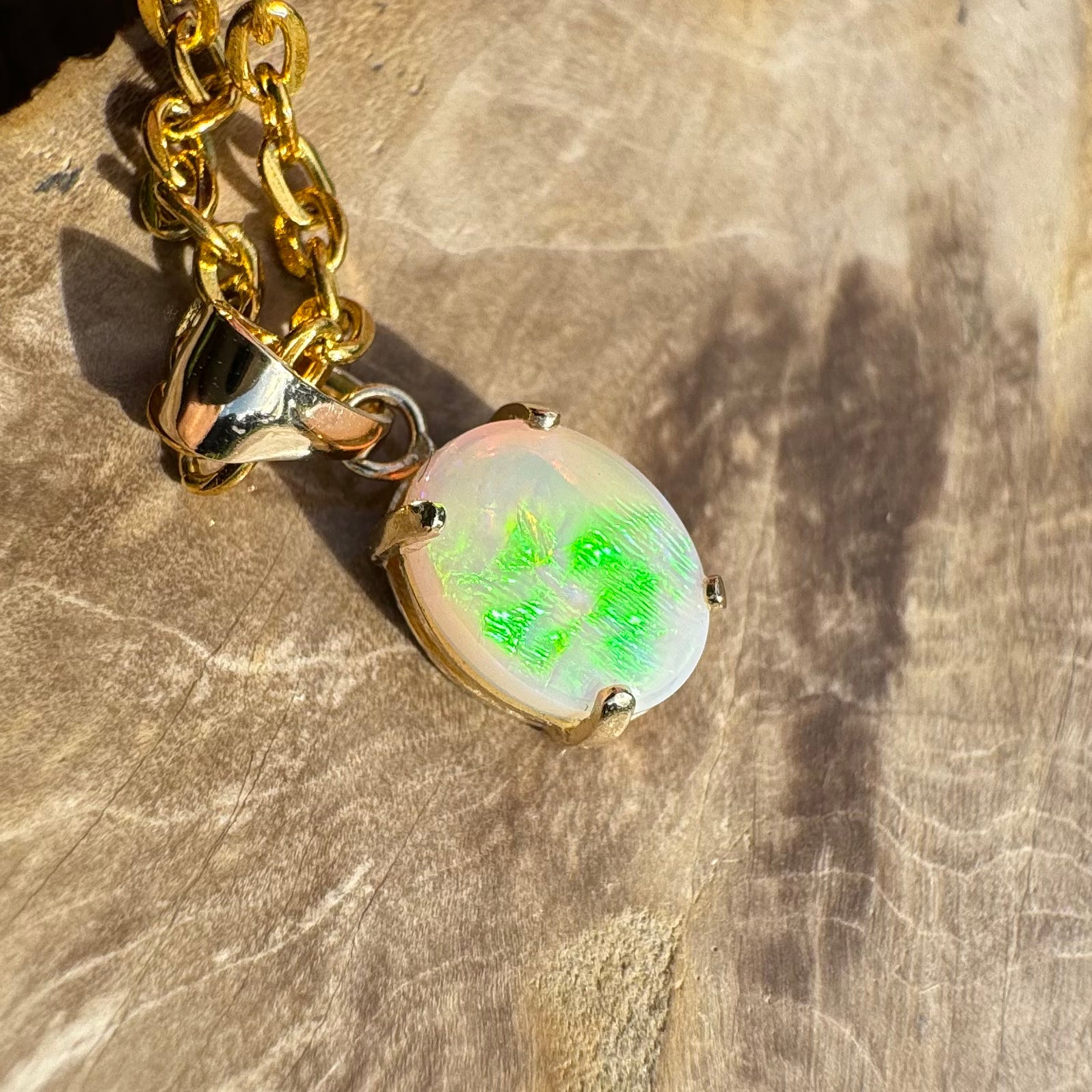 'Rainbow Tides' ~ Handcrafted 9ct Solid Gold 1.3ct Lightning Ridge Opal Pendant - Iona Opal Australia