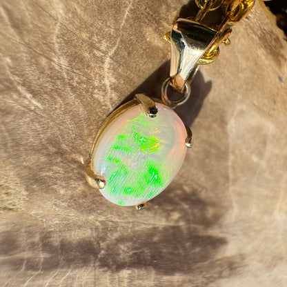 'Rainbow Tides' ~ Handcrafted 9ct Solid Gold 1.3ct Lightning Ridge Opal Pendant - Iona Opal Australia