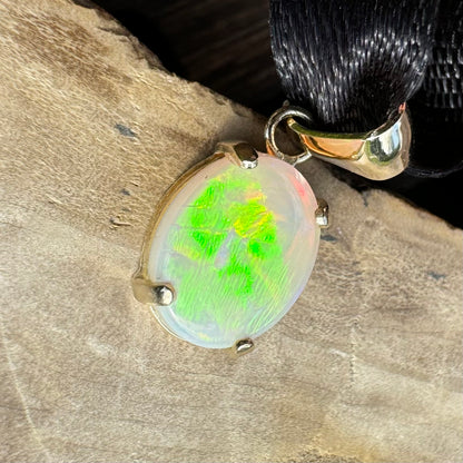 'Rainbow Tides' ~ Handcrafted 9ct Solid Gold 1.3ct Lightning Ridge Opal Pendant - Iona Opal Australia