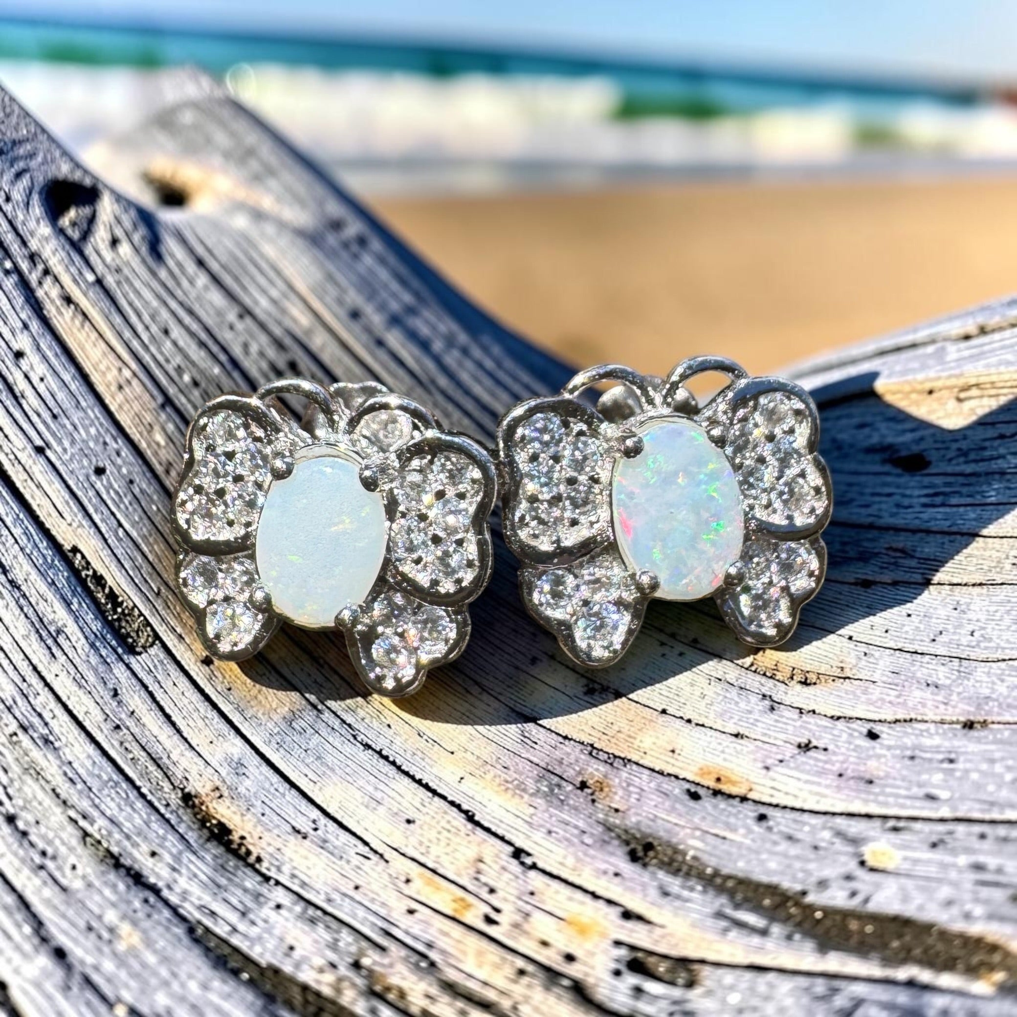 1.3ct Lightning Ridge Opal Earrings ~ 'Freo Flutter' | 925 Sterling Silver | Solid Australian Opal