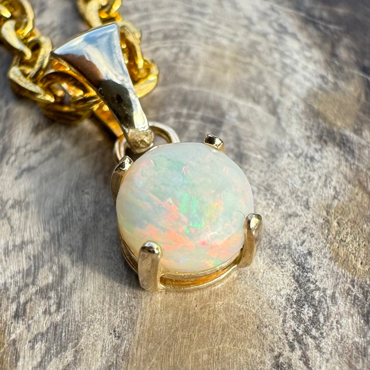 'Outback Fire' ~ Handcrafted 9ct Solid Gold 0.6ct Coober Pedy Opal Pendant - Iona Opal Australia