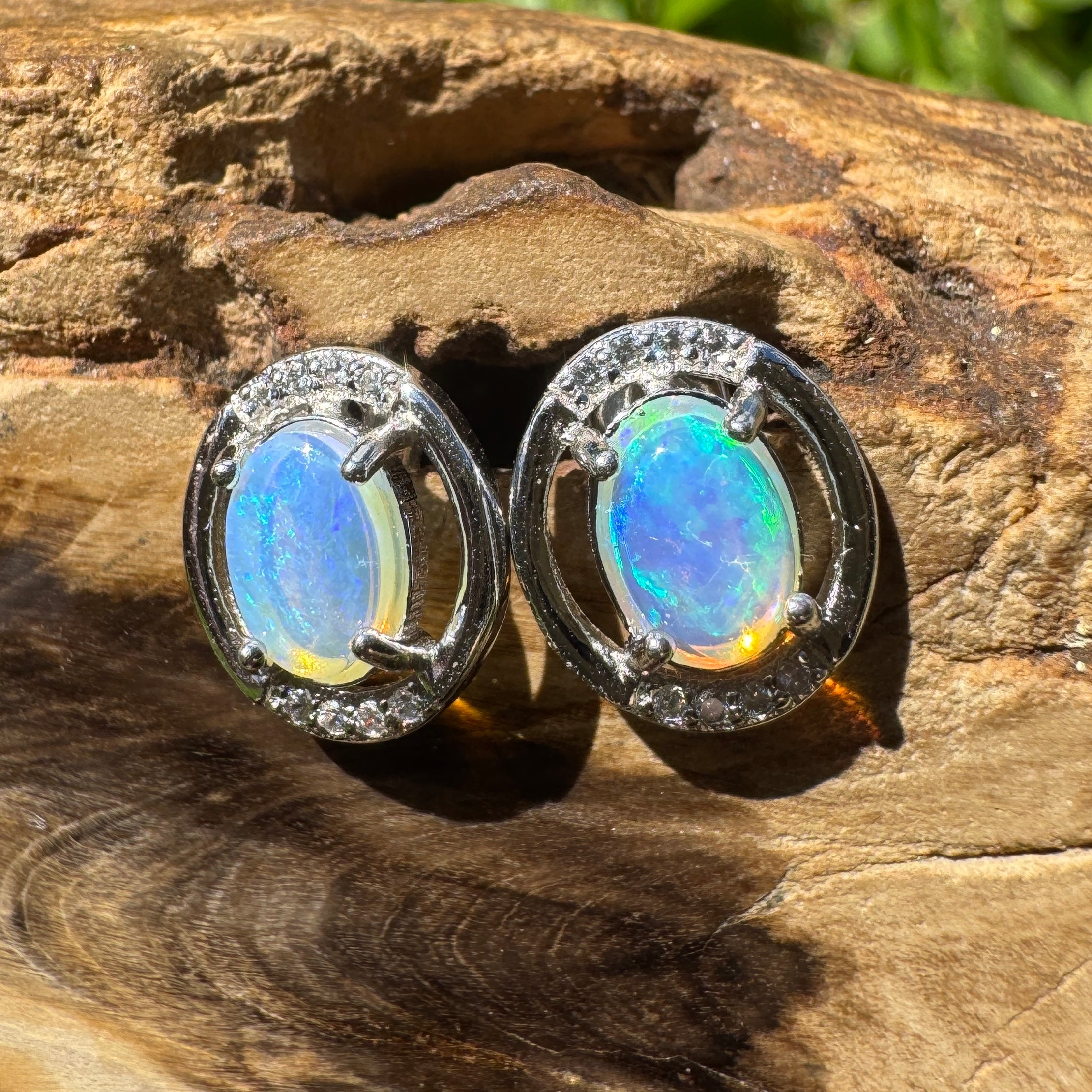 0.9ct Lightning Ridge Opal Earrings ~ 'Maggie Island Moonlight' | 925 Sterling Silver | Solid Australian Opal