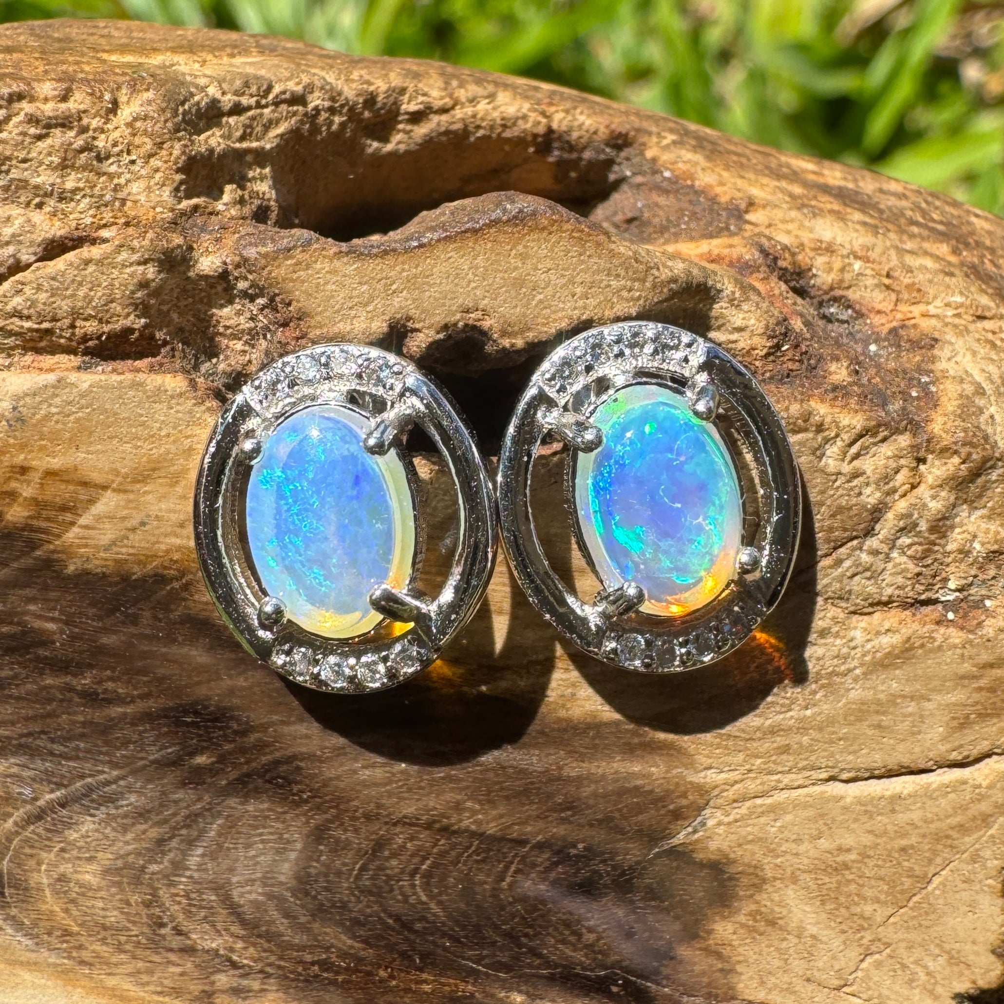 0.9ct Lightning Ridge Opal Earrings ~ 'Maggie Island Moonlight' | 925 Sterling Silver | Solid Australian Opal