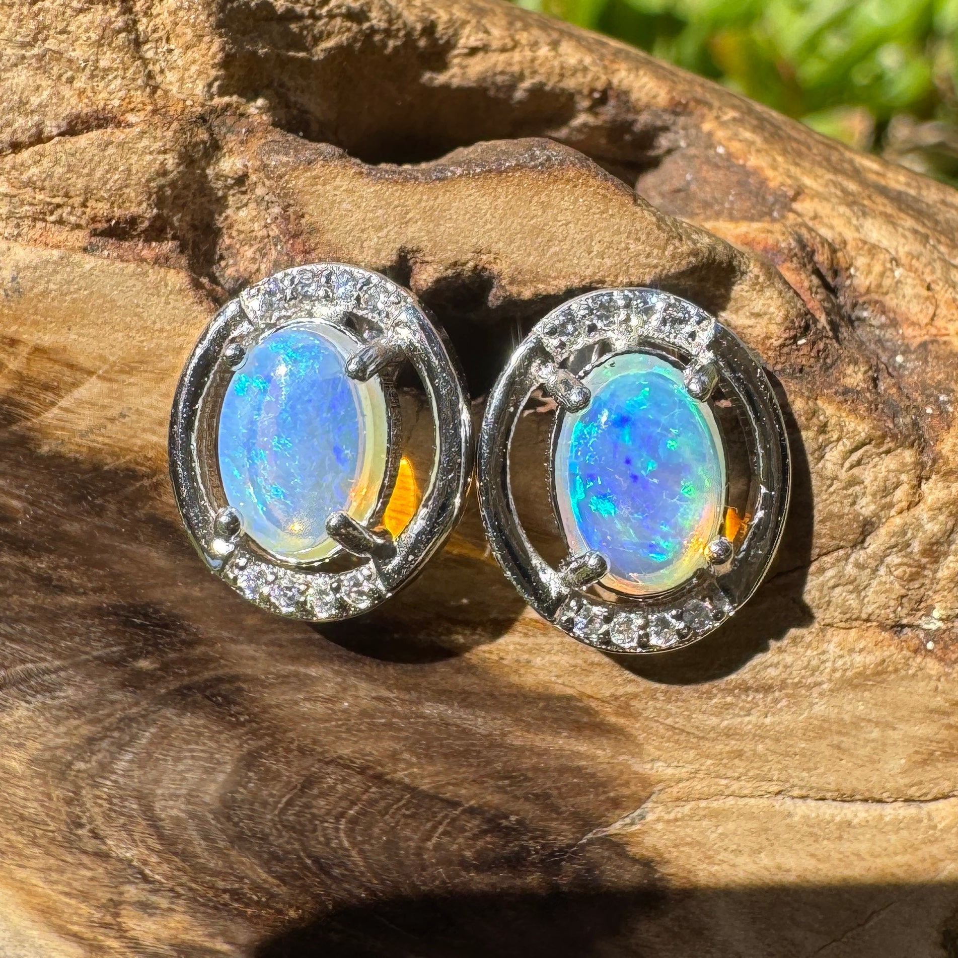 0.9ct Lightning Ridge Opal Earrings ~ 'Maggie Island Moonlight' | 925 Sterling Silver | Solid Australian Opal