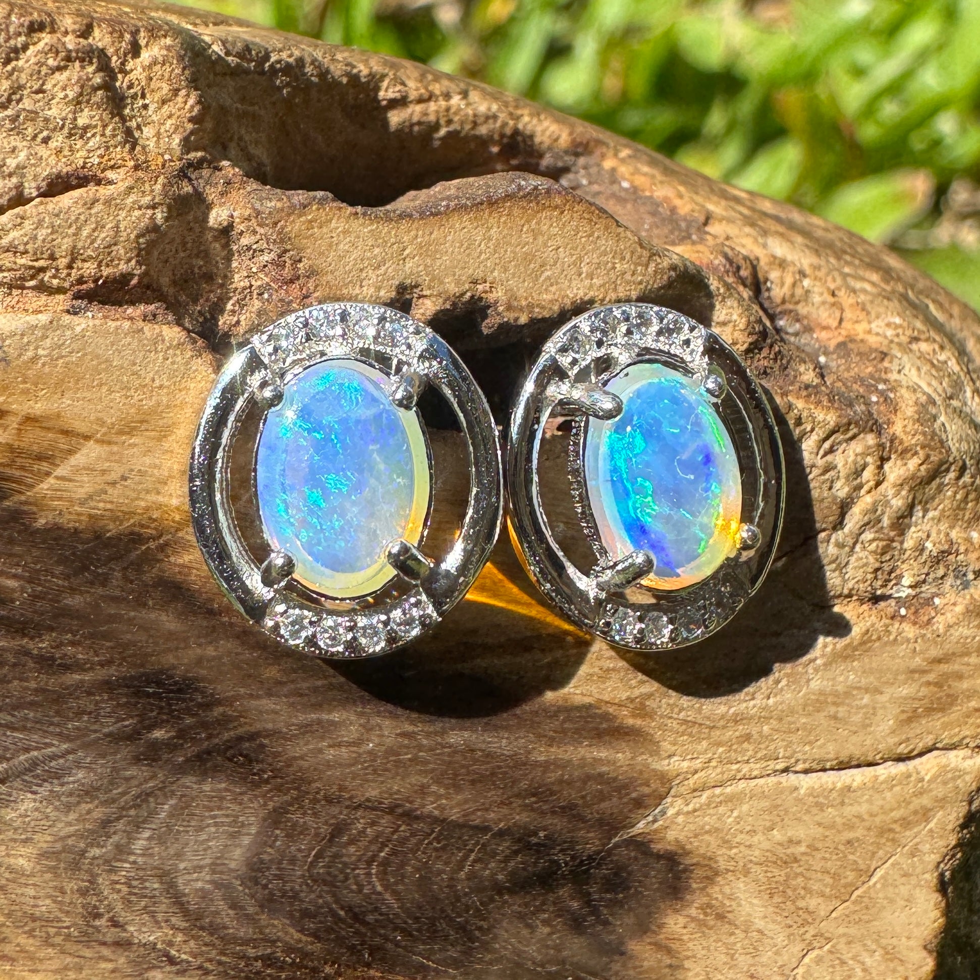 0.9ct Lightning Ridge Opal Earrings ~ 'Maggie Island Moonlight' | 925 Sterling Silver | Solid Australian Opal
