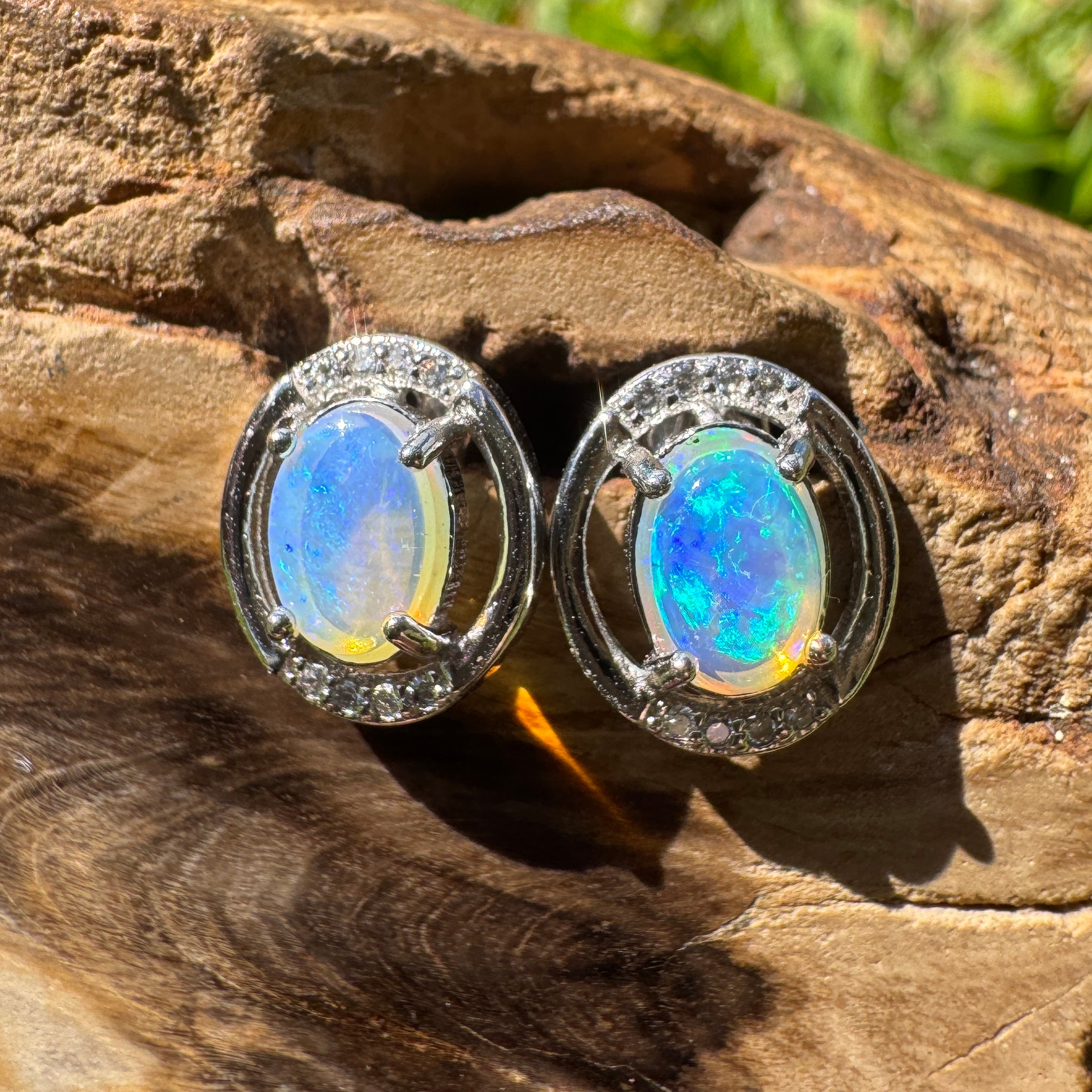 0.9ct Lightning Ridge Opal Earrings ~ 'Maggie Island Moonlight' | 925 Sterling Silver | Solid Australian Opal