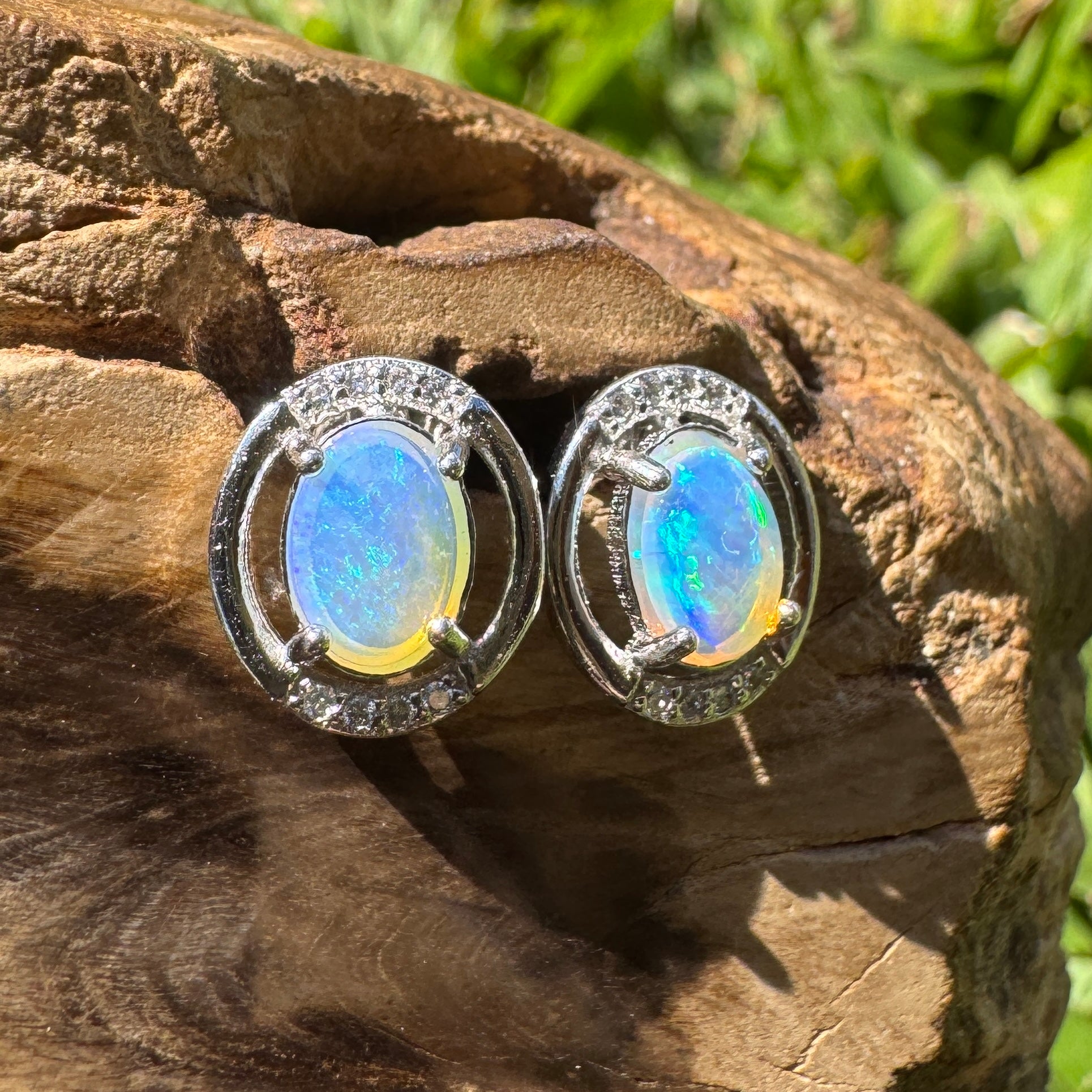 0.9ct Lightning Ridge Opal Earrings ~ 'Maggie Island Moonlight' | 925 Sterling Silver | Solid Australian Opal