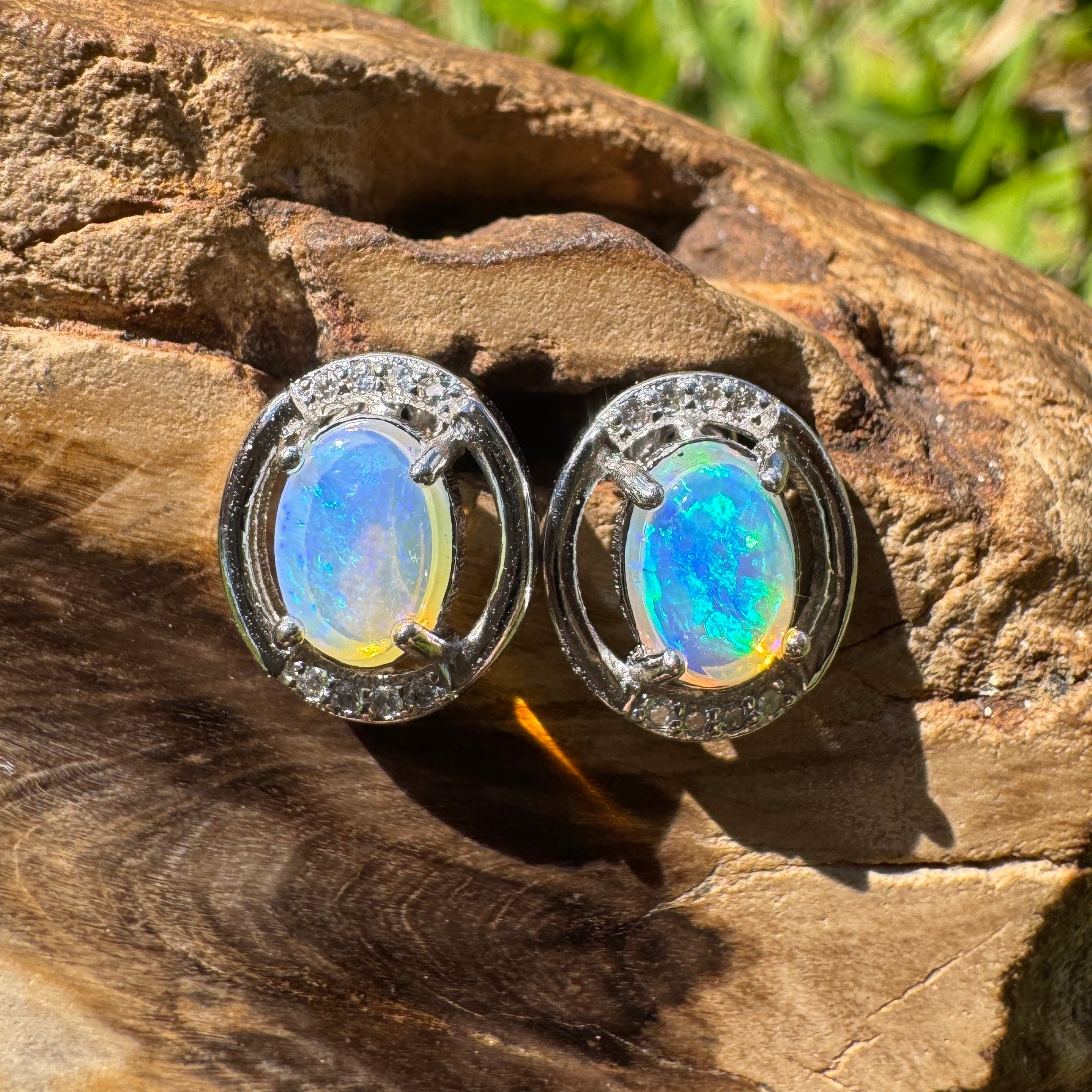 0.9ct Lightning Ridge Opal Earrings ~ 'Maggie Island Moonlight' | 925 Sterling Silver | Solid Australian Opal