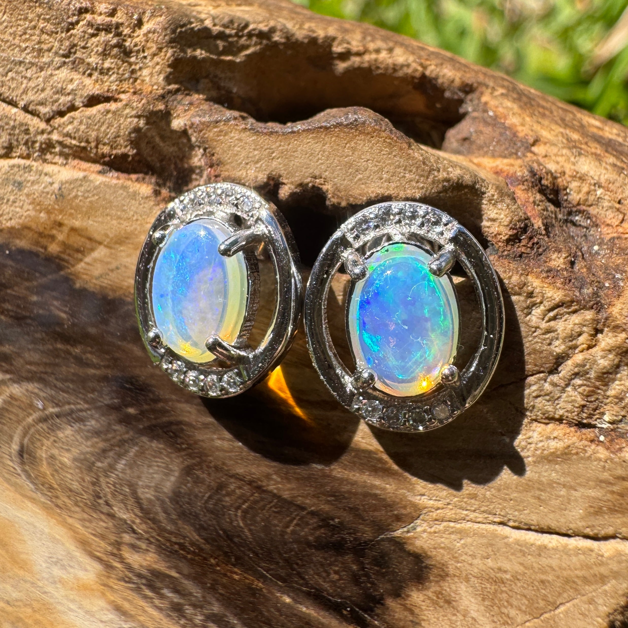 0.9ct Lightning Ridge Opal Earrings ~ 'Maggie Island Moonlight' | 925 Sterling Silver | Solid Australian Opal