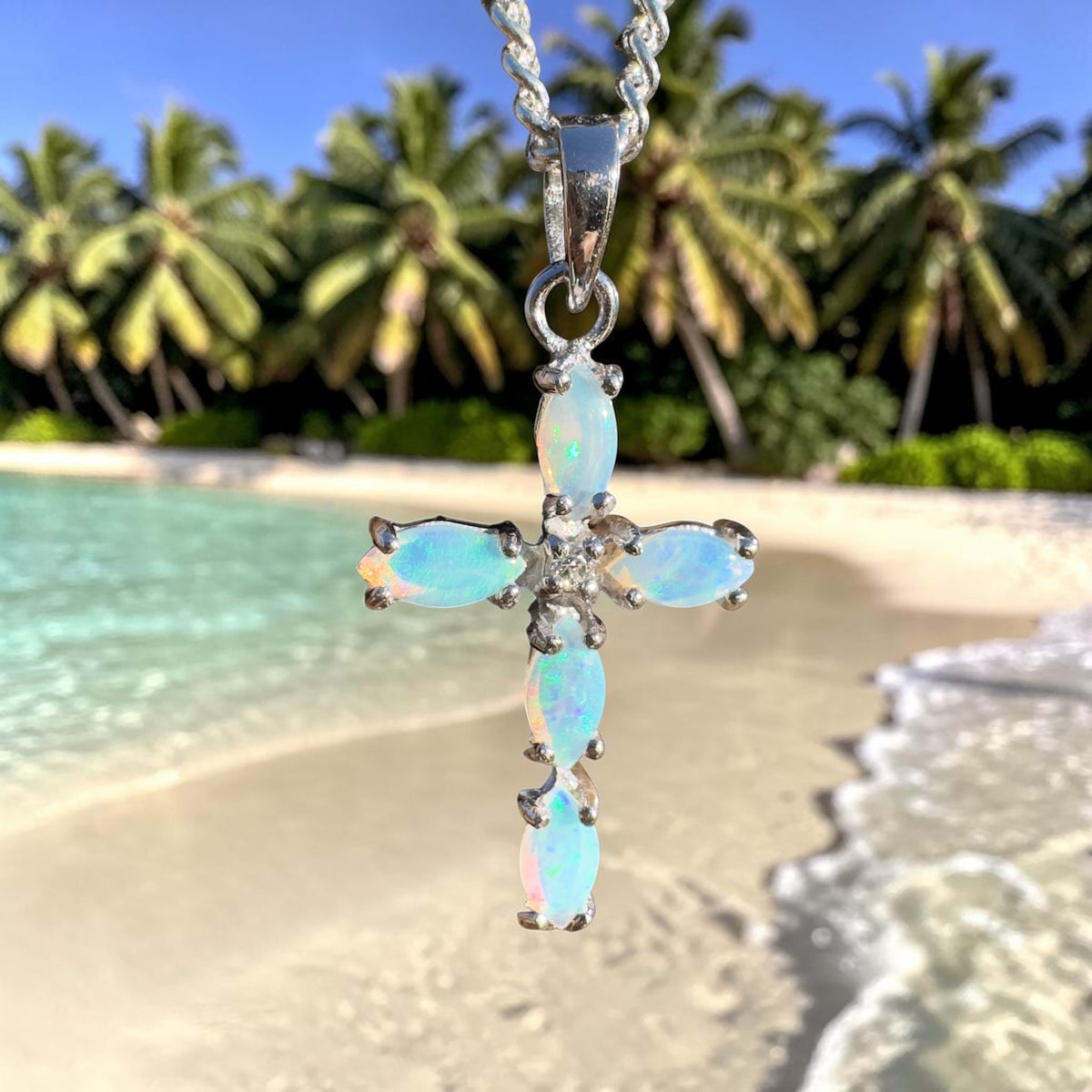 1ct Coober Pedy Opal Cross Pendant Necklace ~ 'Bungle Bungle Beacon' | 925 Sterling Silver | Solid Australian Opal