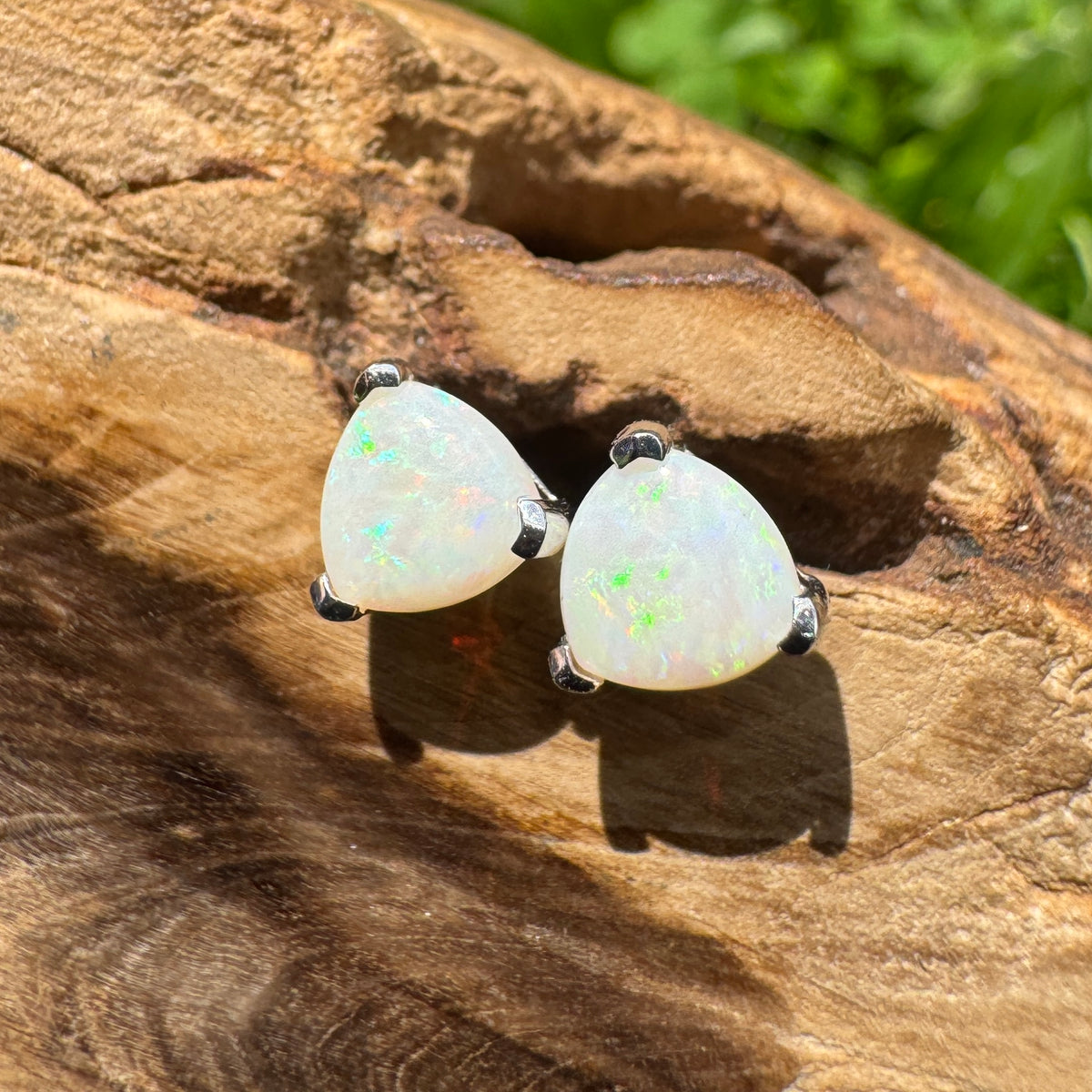 1ct Coober Pedy Opal Stud Earrings ~ 'Karlu Karlu Flicker' | 925 Sterling Silver | Solid Australian Opal