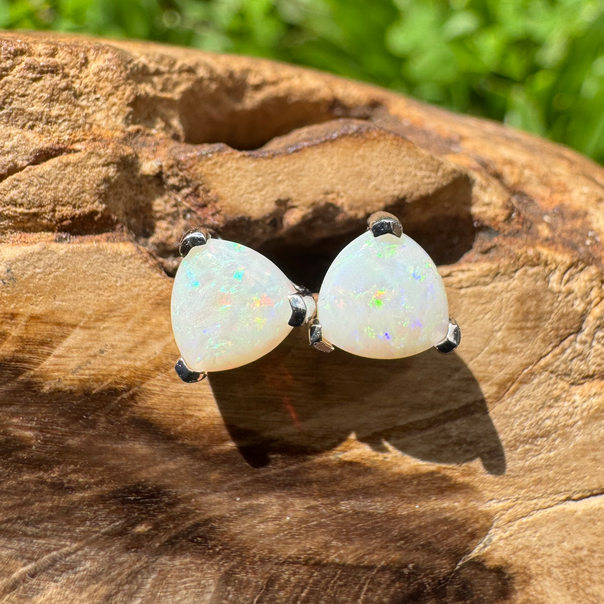 1ct Coober Pedy Opal Stud Earrings ~ 'Karlu Karlu Flicker' | 925 Sterling Silver | Solid Australian Opal