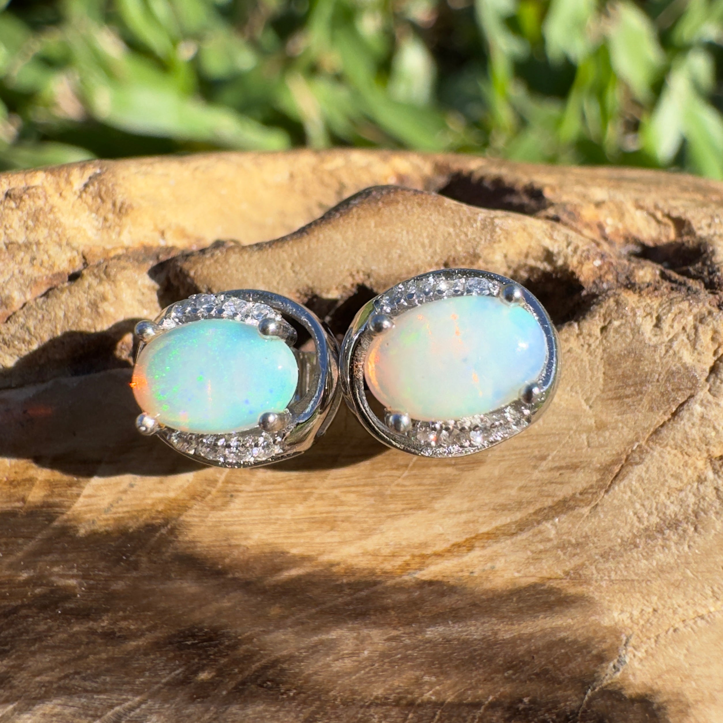 0.8ct Coober Pedy Opal Earrings ~ 'Etty Bay Gleam' | 925 Sterling Silver | Solid Australian Opal
