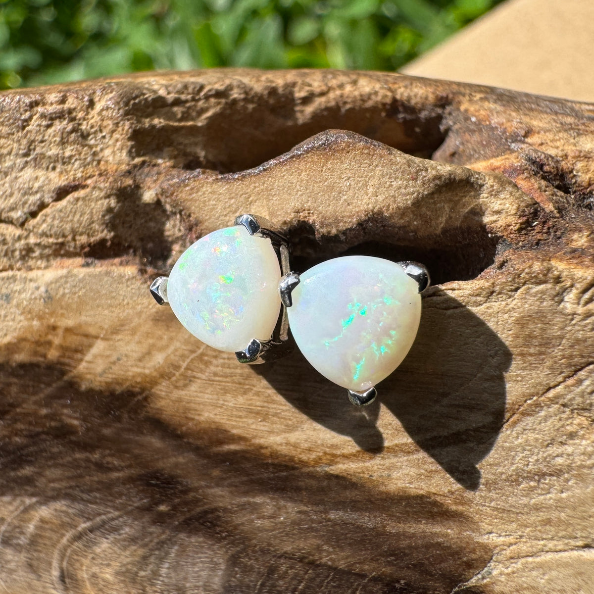 1ct Coober Pedy Opal Stud Earrings ~ 'Karlu Karlu Flicker' | 925 Sterling Silver | Solid Australian Opal