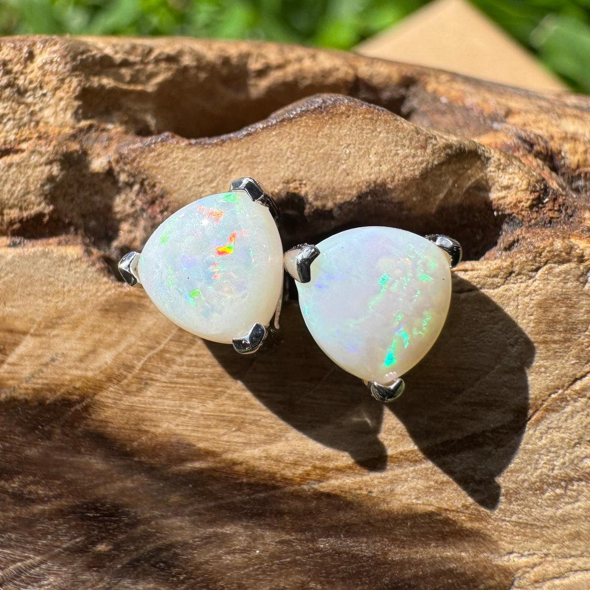 1ct Coober Pedy Opal Stud Earrings ~ 'Karlu Karlu Flicker' | 925 Sterling Silver | Solid Australian Opal