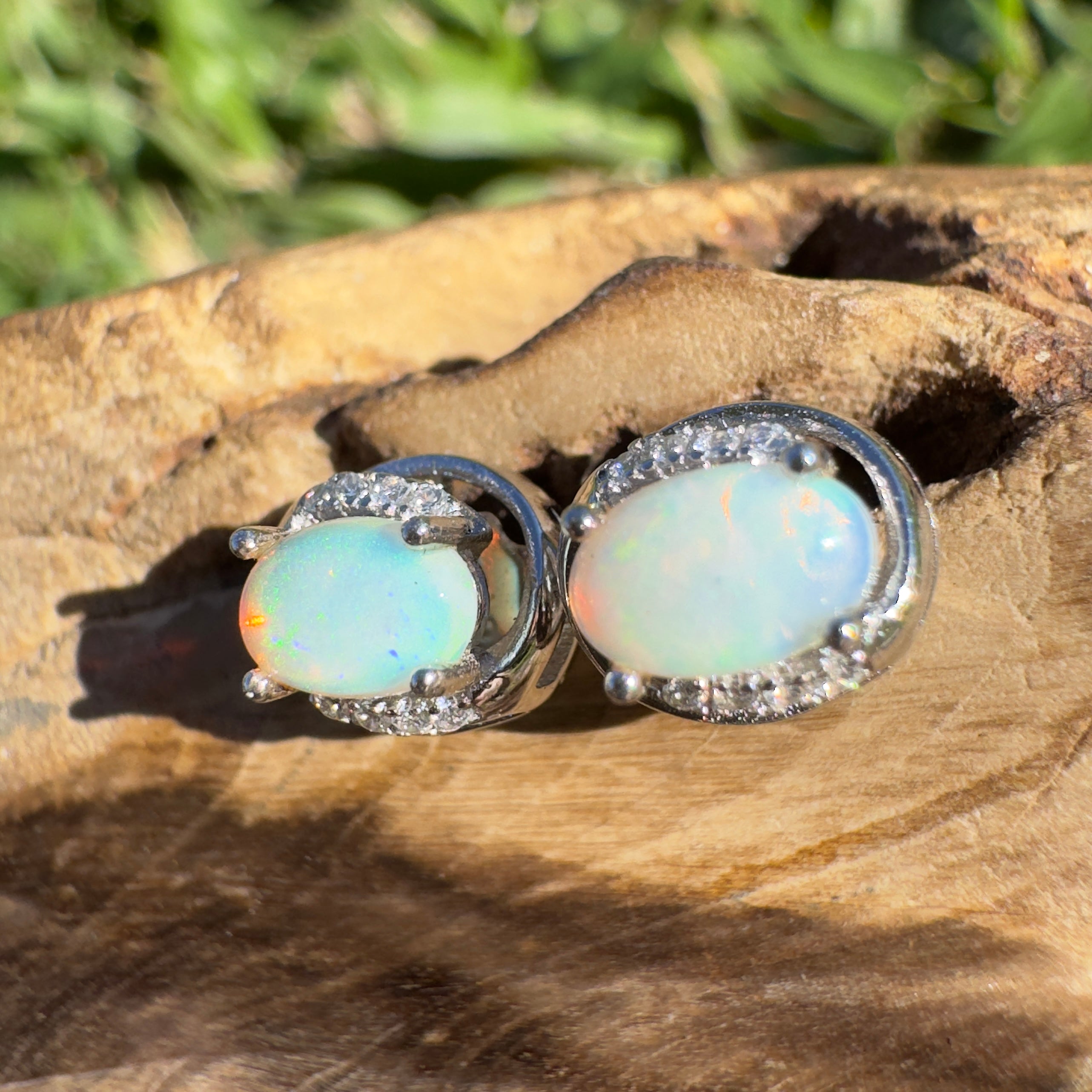 0.8ct Coober Pedy Opal Earrings ~ 'Etty Bay Gleam' | 925 Sterling Silver | Solid Australian Opal