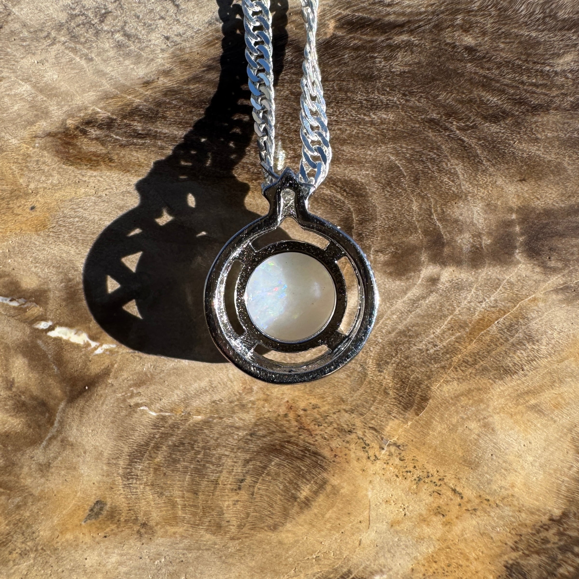 0.7ct Coober Pedy Opal Pendant Necklace ~ 'Coober Moon Glow' | 925 Sterling Silver | Solid Australian Opal