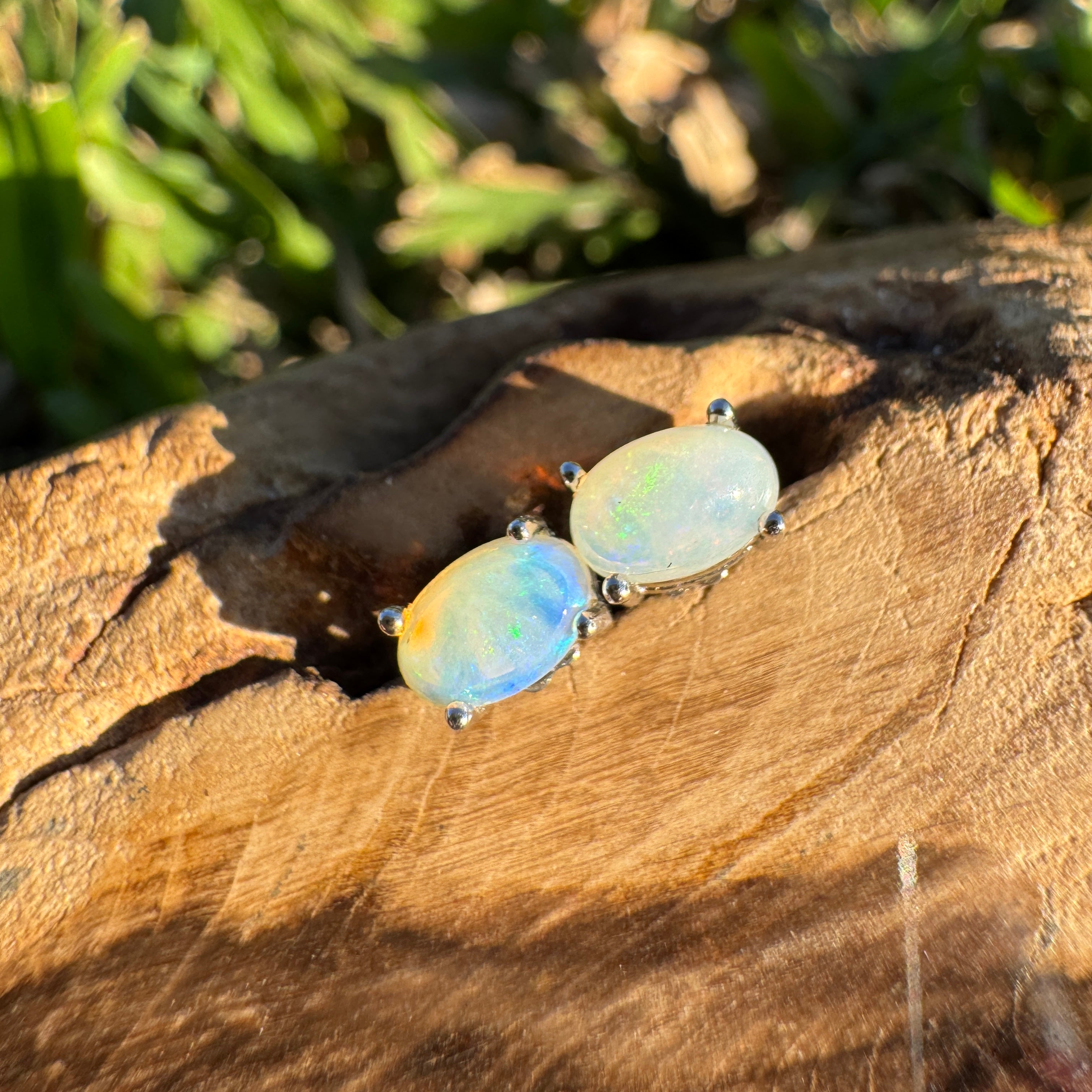 0.8ct Coober Pedy Opal Earrings ~ 'Cardwell Shelf' | 925 Sterling Silver | Solid Australian Opal