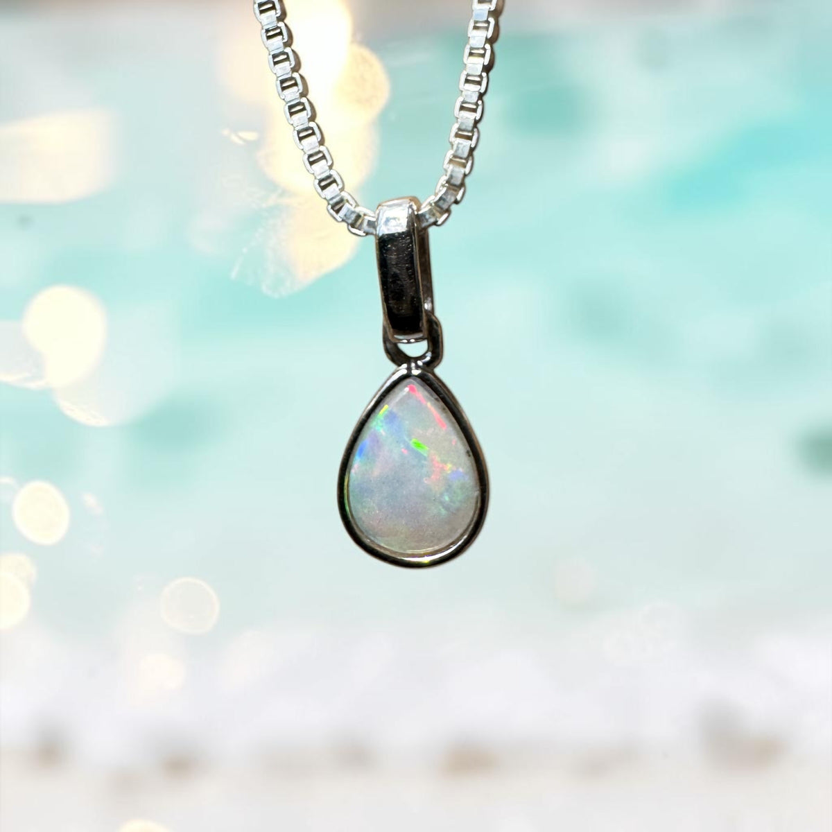 0.4ct Coober Pedy Opal Pendant Necklace ~ 'Halls Gap Glimmer' | 925 Sterling Silver | Solid Australian Opal