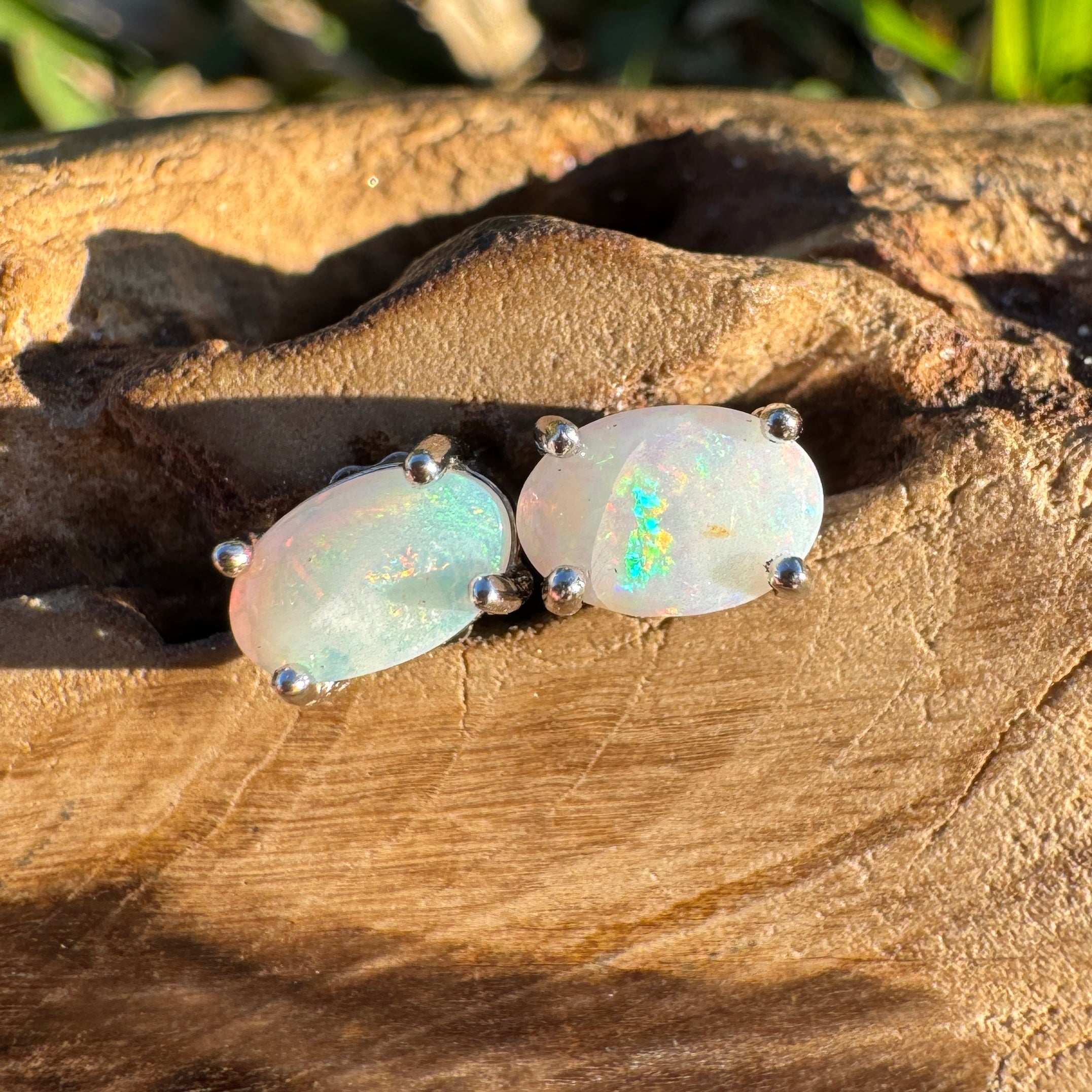 0.8ct Coober Pedy Opal Earrings ~ 'Girringun Glow' | 925 Sterling Silver | Solid Australian Opal