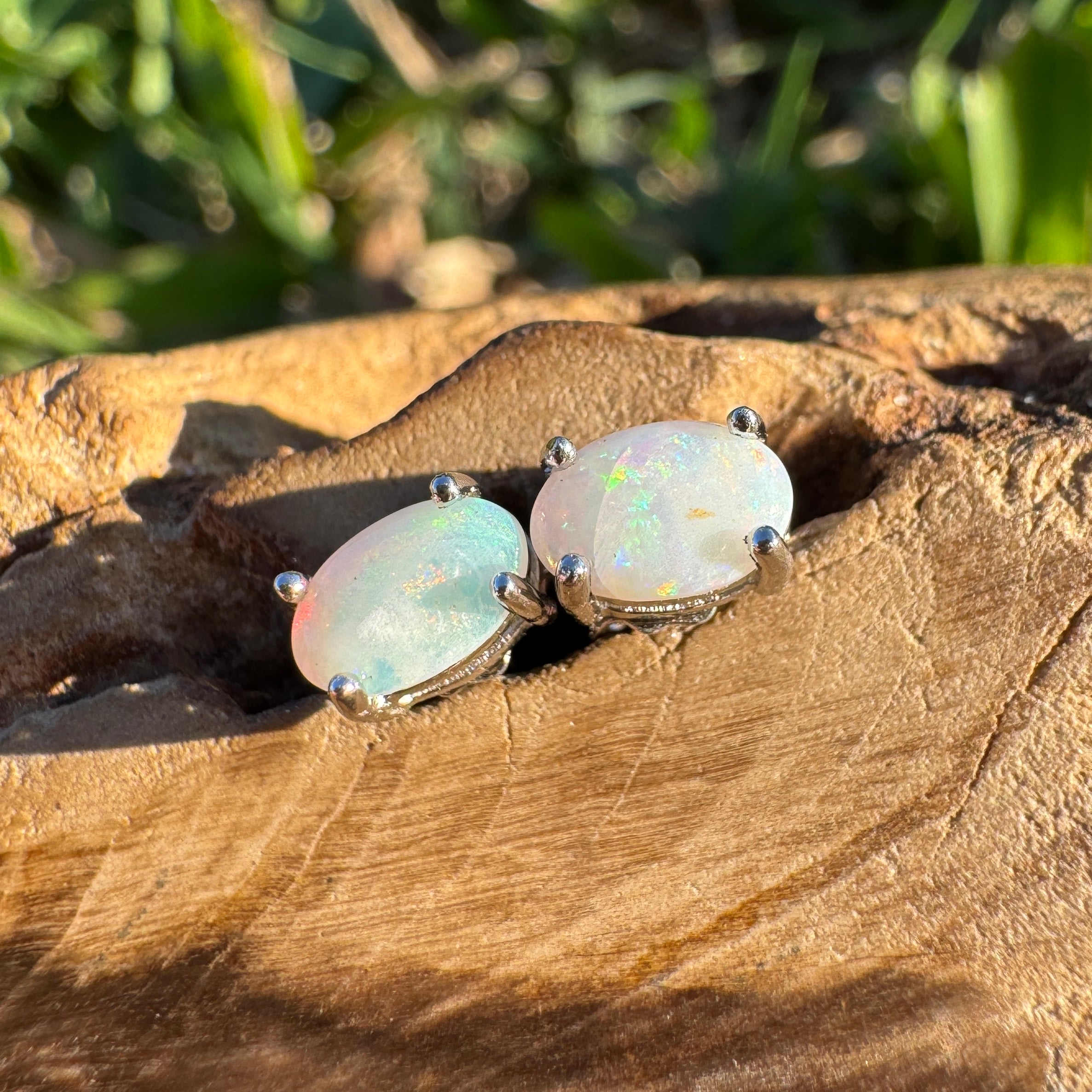 0.8ct Coober Pedy Opal Earrings ~ 'Girringun Glow' | 925 Sterling Silver | Solid Australian Opal