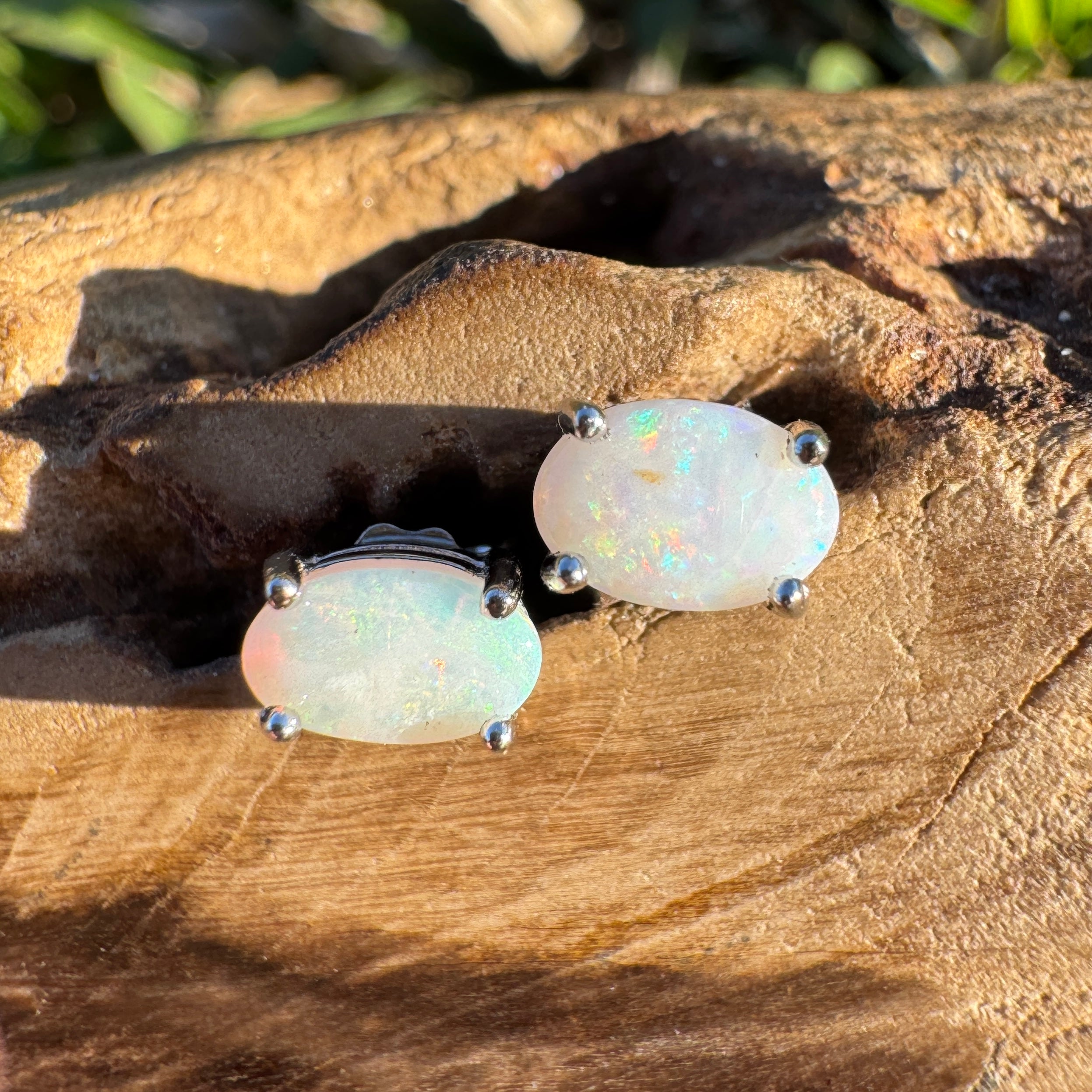 0.8ct Coober Pedy Opal Earrings ~ 'Girringun Glow' | 925 Sterling Silver | Solid Australian Opal