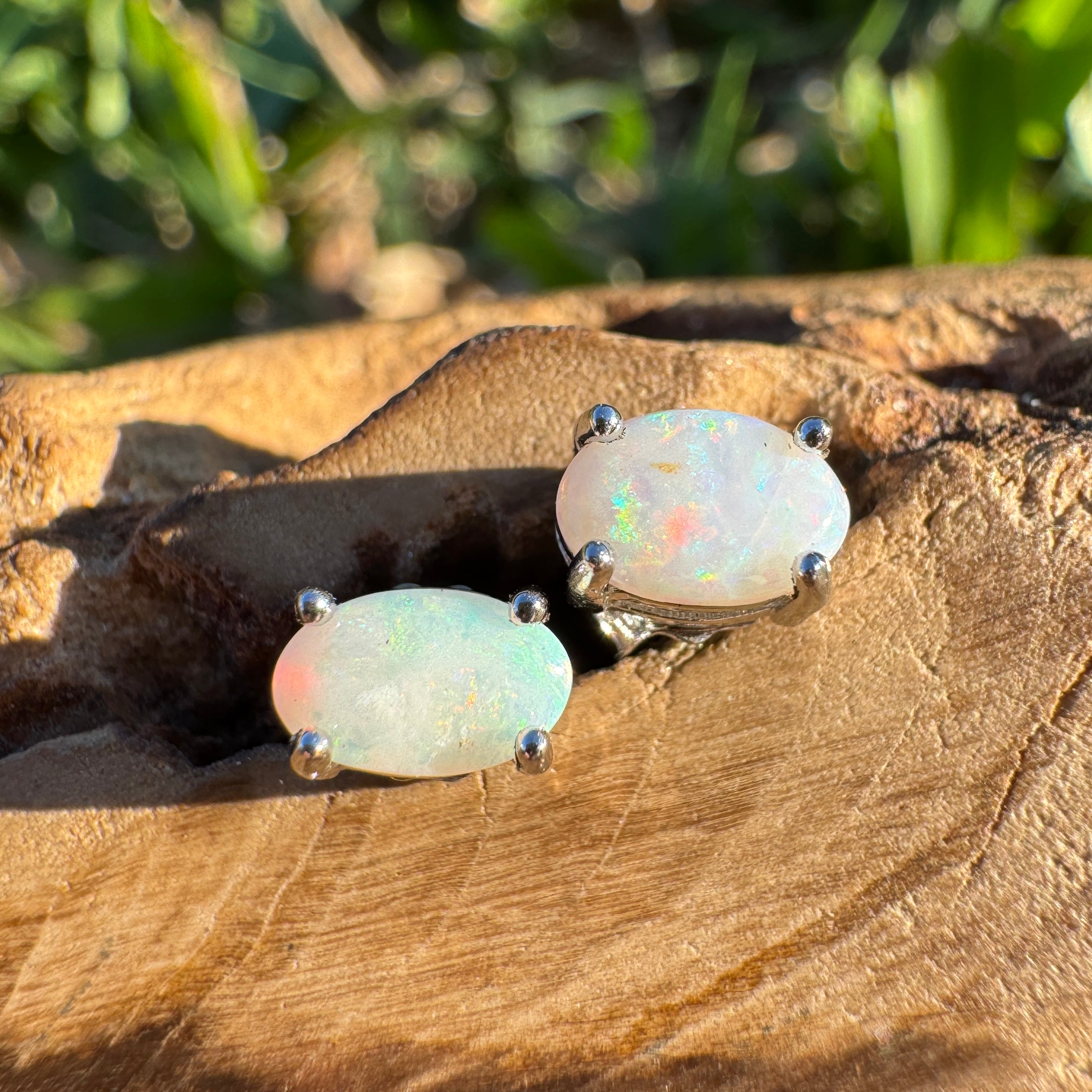 0.8ct Coober Pedy Opal Earrings ~ 'Girringun Glow' | 925 Sterling Silver | Solid Australian Opal