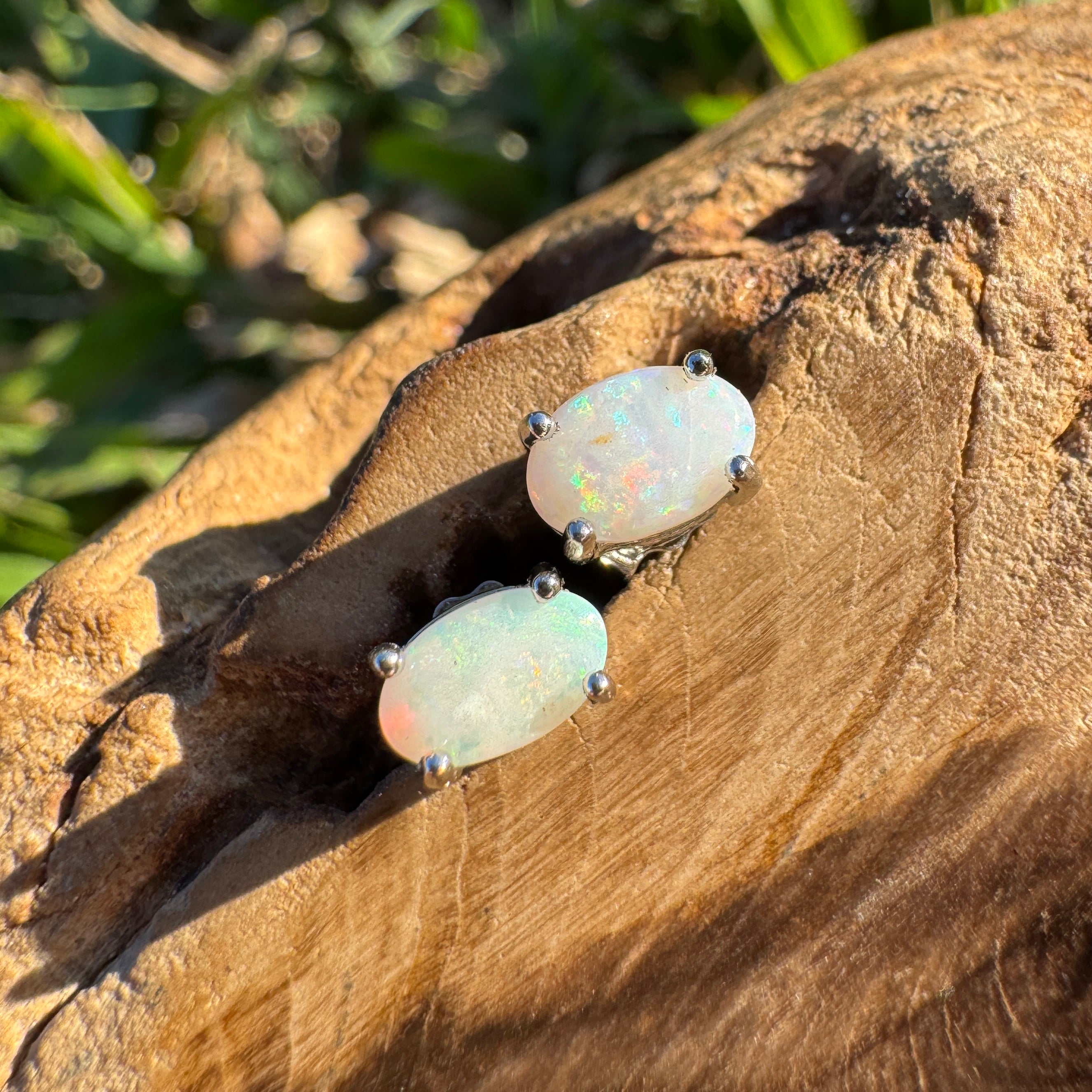 0.8ct Coober Pedy Opal Earrings ~ 'Girringun Glow' | 925 Sterling Silver | Solid Australian Opal