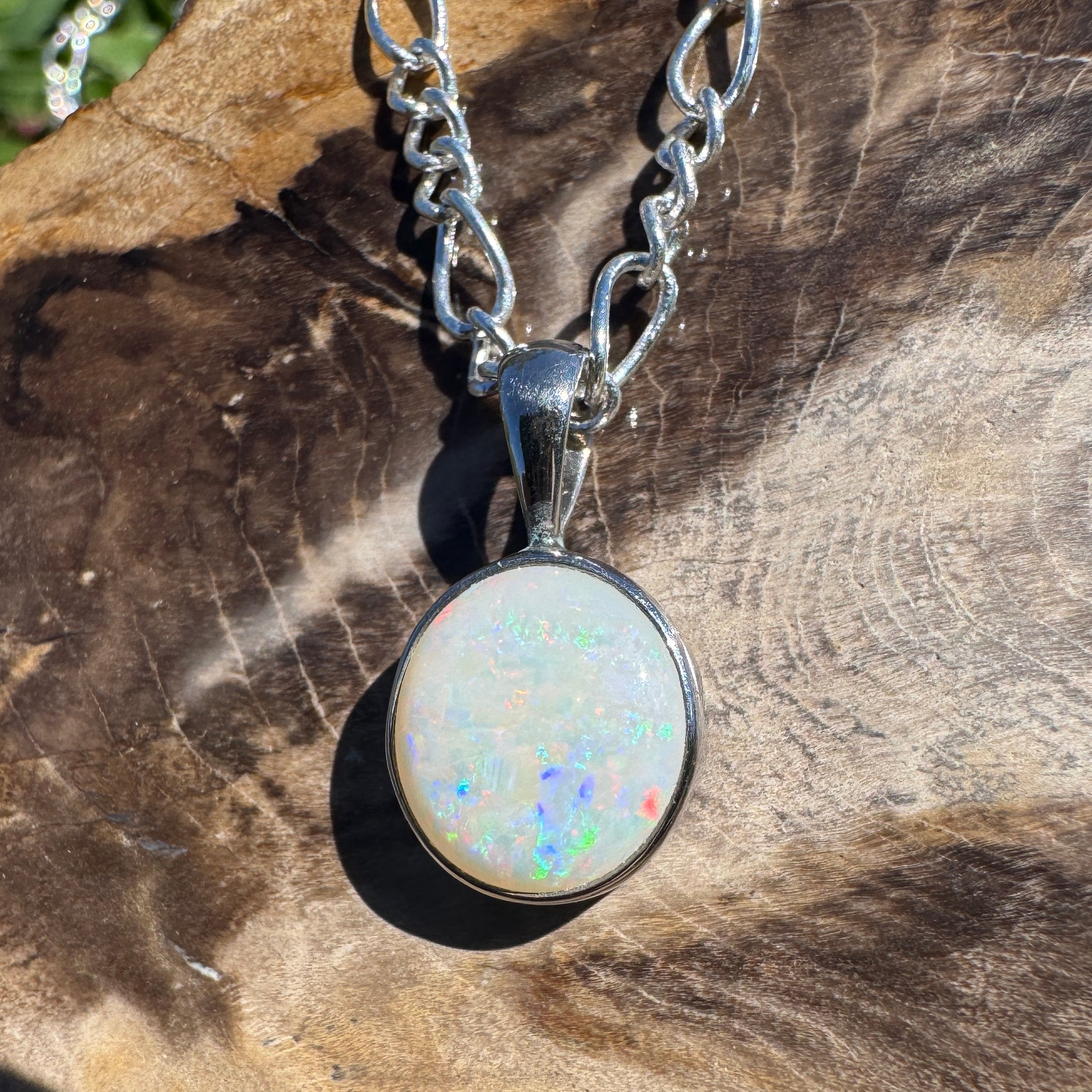 1.6ct Coober Pedy Opal Pendant Necklace ~ 'Yanchep Light' | 925 Sterling Silver | Solid Australian Opal