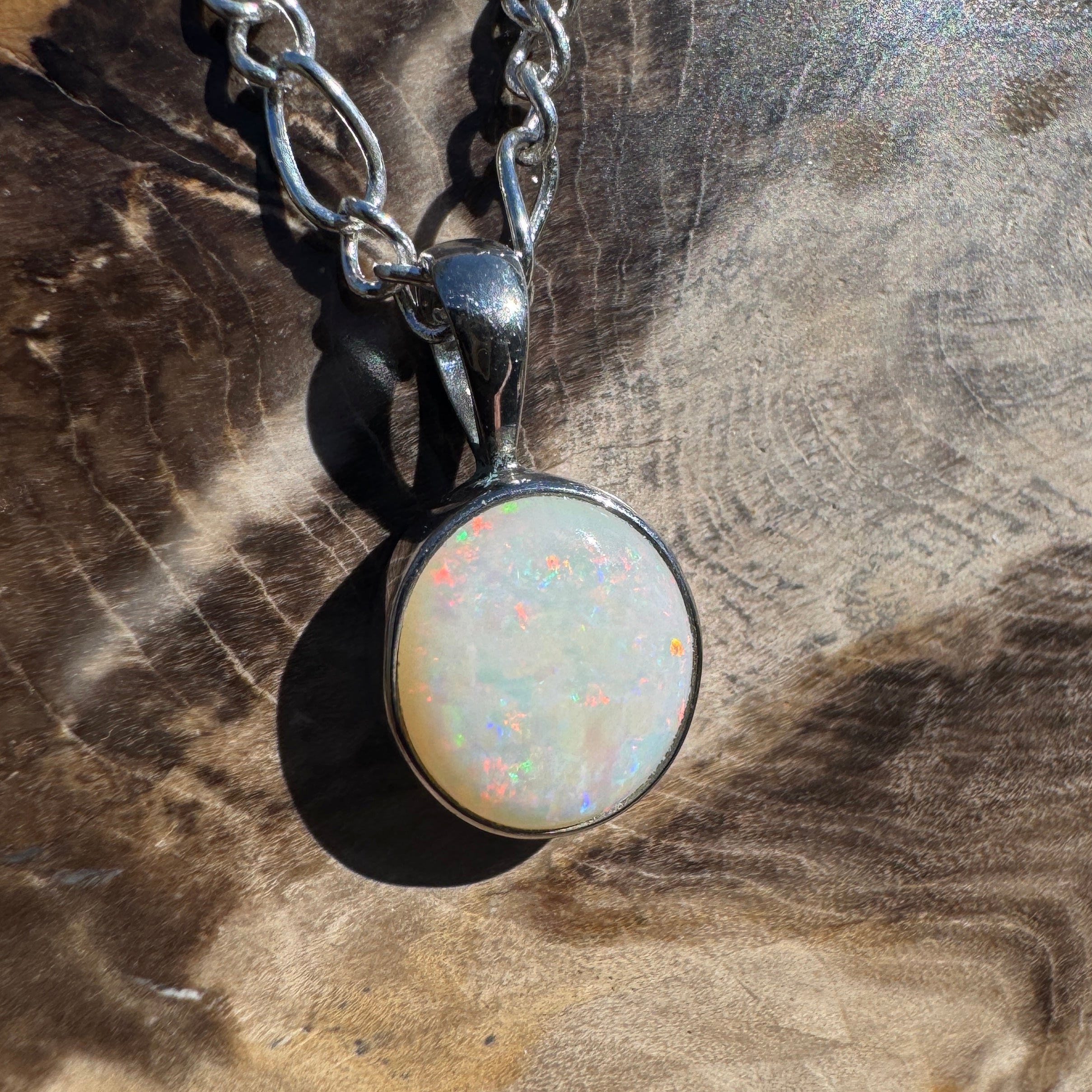 1.6ct Coober Pedy Opal Pendant Necklace ~ 'Yanchep Light' | 925 Sterling Silver | Solid Australian Opal