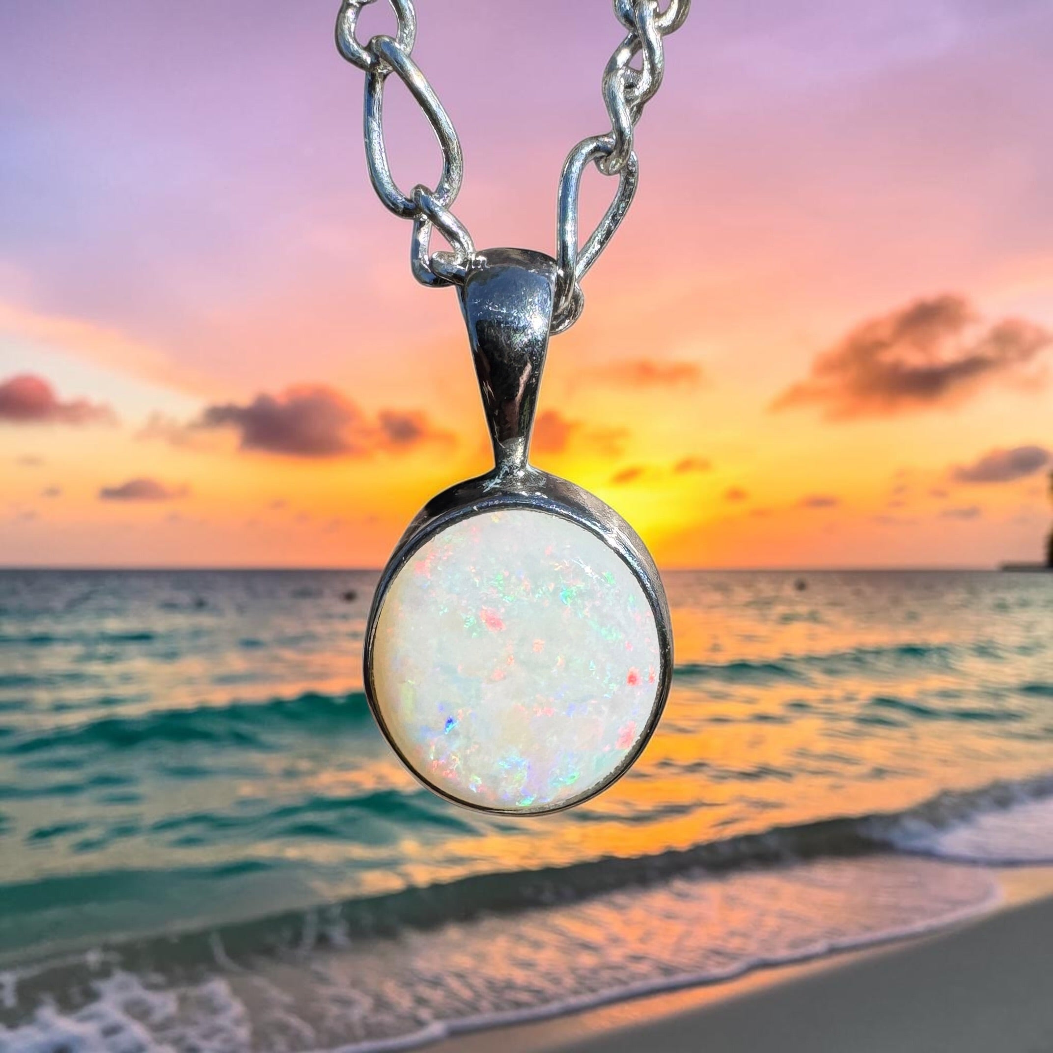 1.6ct Coober Pedy Opal Pendant Necklace ~ 'Yanchep Light' | 925 Sterling Silver | Solid Australian Opal