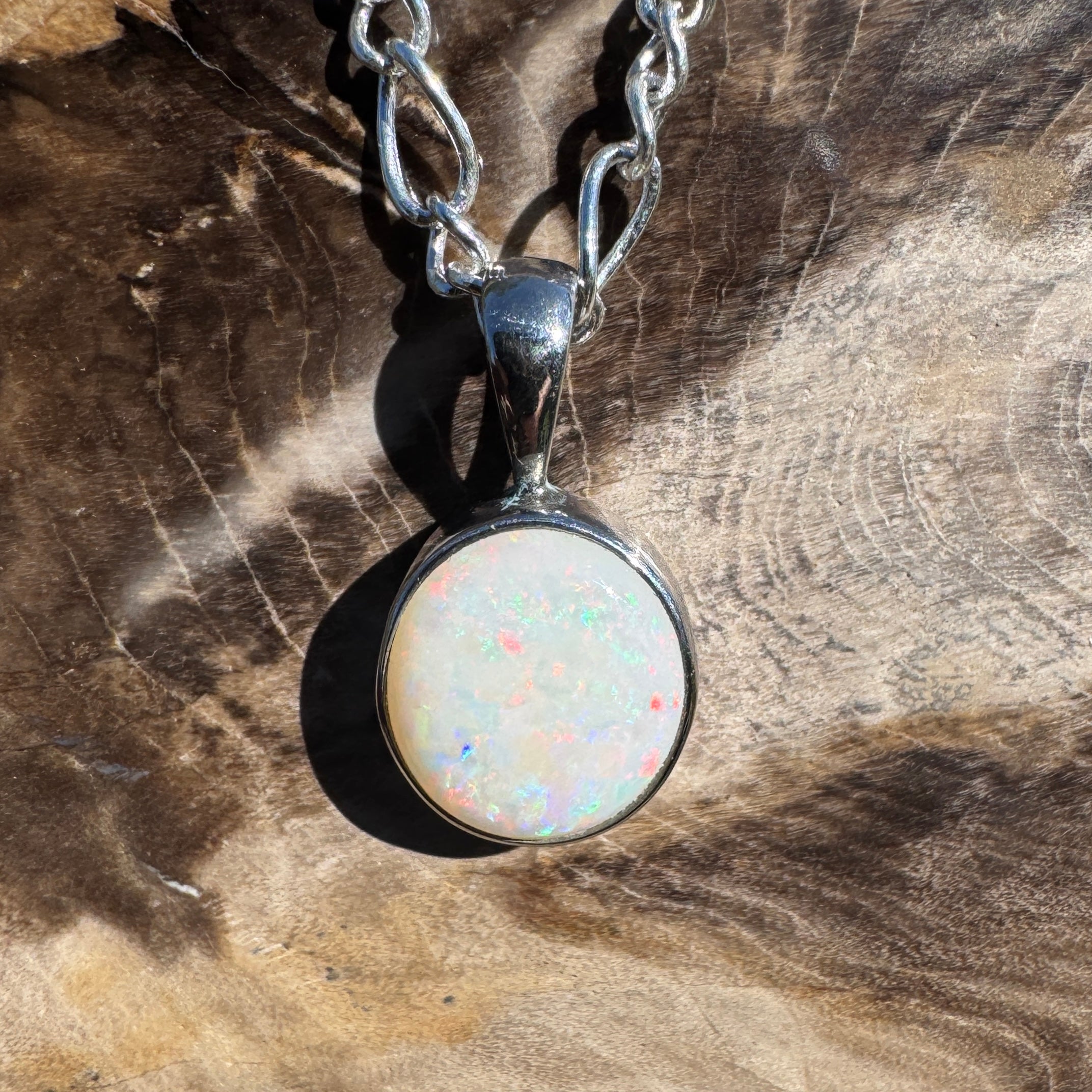 1.6ct Coober Pedy Opal Pendant Necklace ~ 'Yanchep Light' | 925 Sterling Silver | Solid Australian Opal