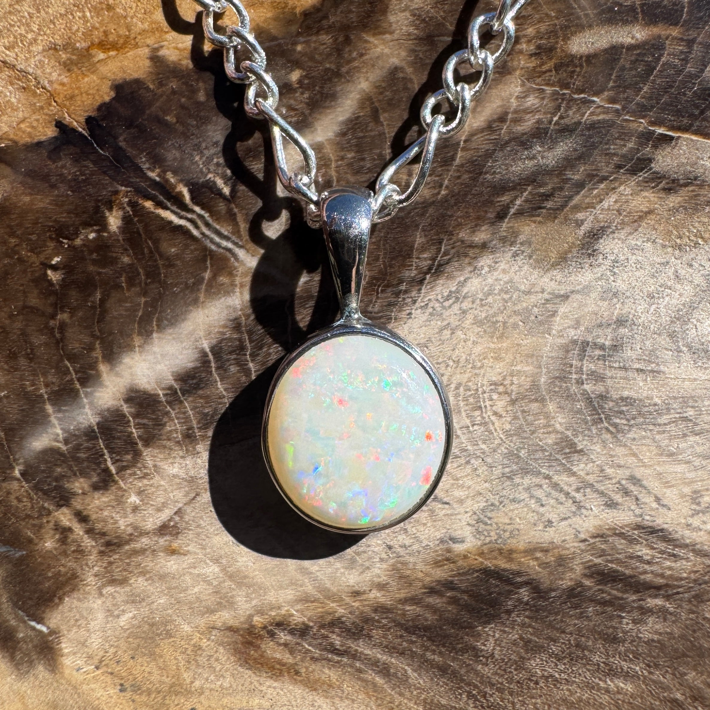1.6ct Coober Pedy Opal Pendant Necklace ~ 'Yanchep Light' | 925 Sterling Silver | Solid Australian Opal
