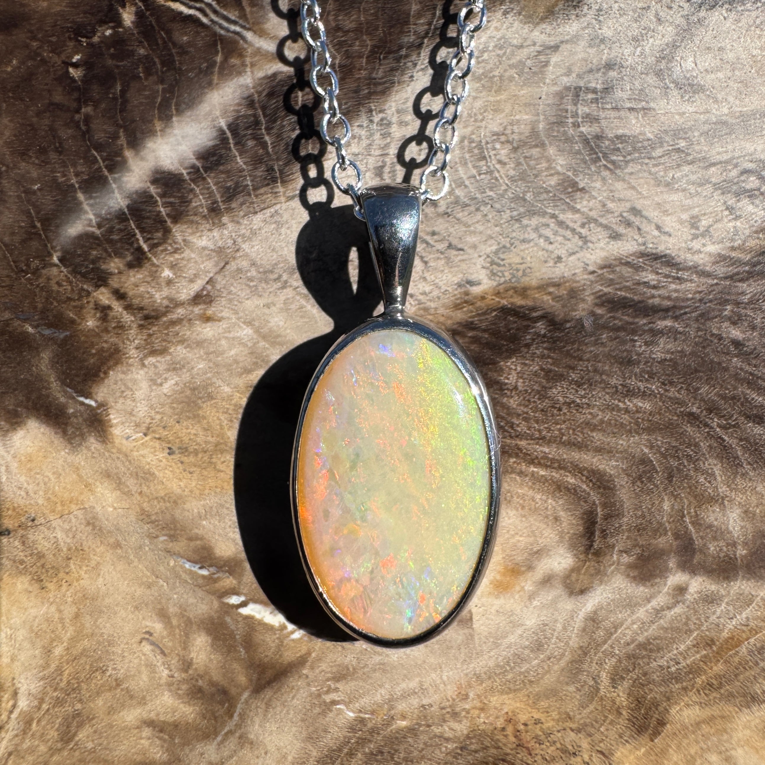 5.7ct Lightning Ridge Opal Pendant Necklace ~ 'Porongurup Ember' | 925 Sterling Silver | Solid Australian Opal