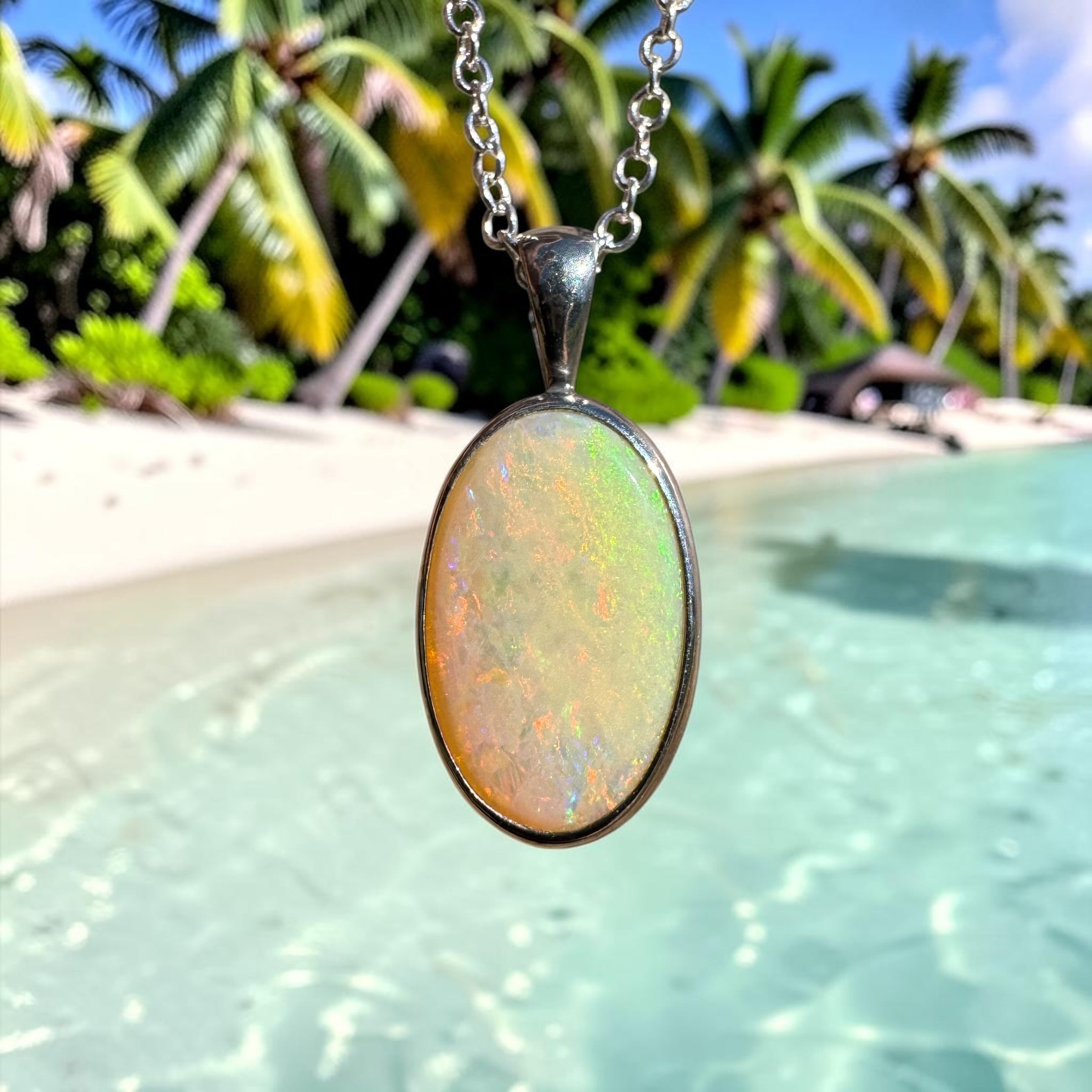 5.7ct Lightning Ridge Opal Pendant Necklace ~ 'Porongurup Ember' | 925 Sterling Silver | Solid Australian Opal