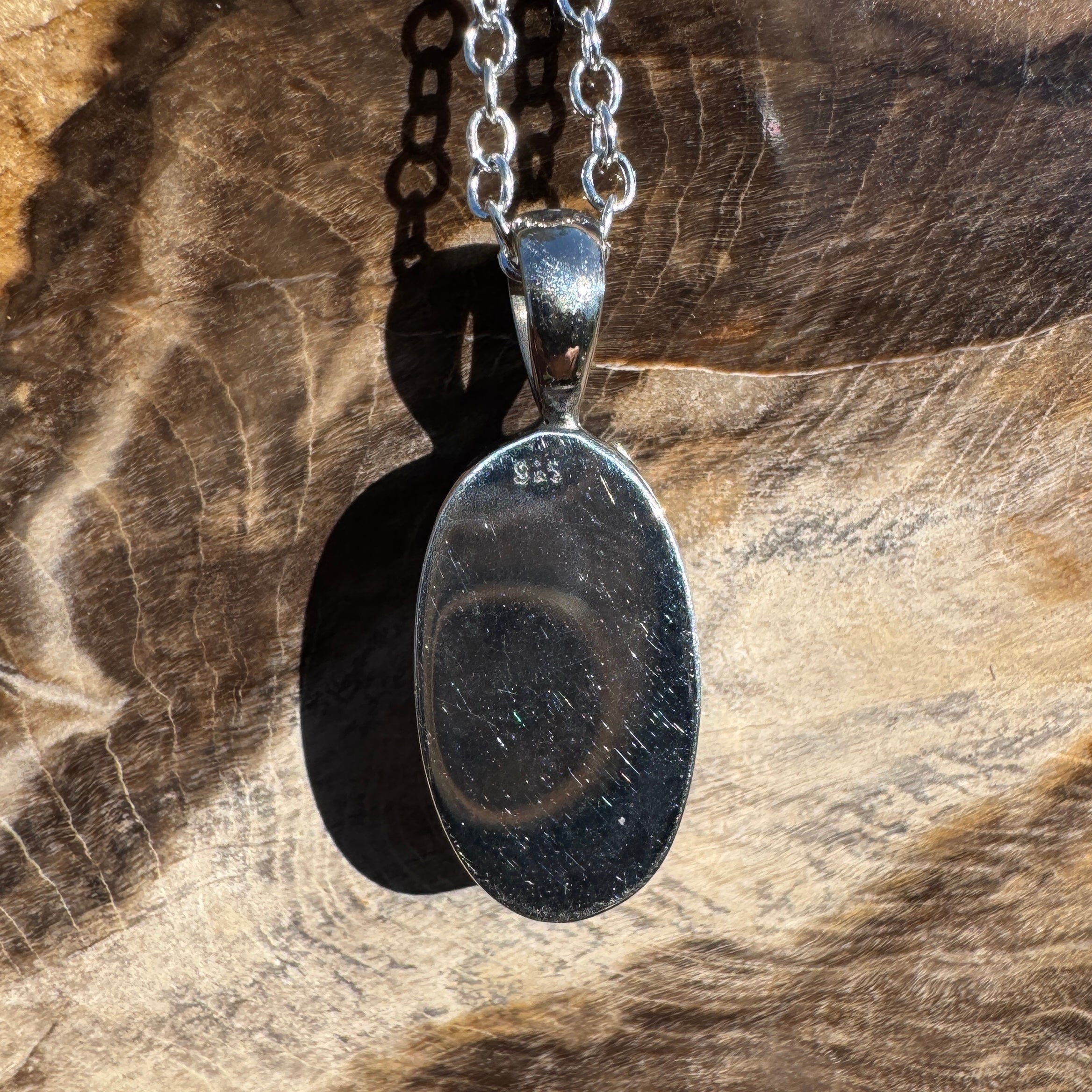2.3ct Coober Pedy Opal Pendant Necklace ~ 'Guilderton Gleam' | 925 Sterling Silver | Solid Australian Opal