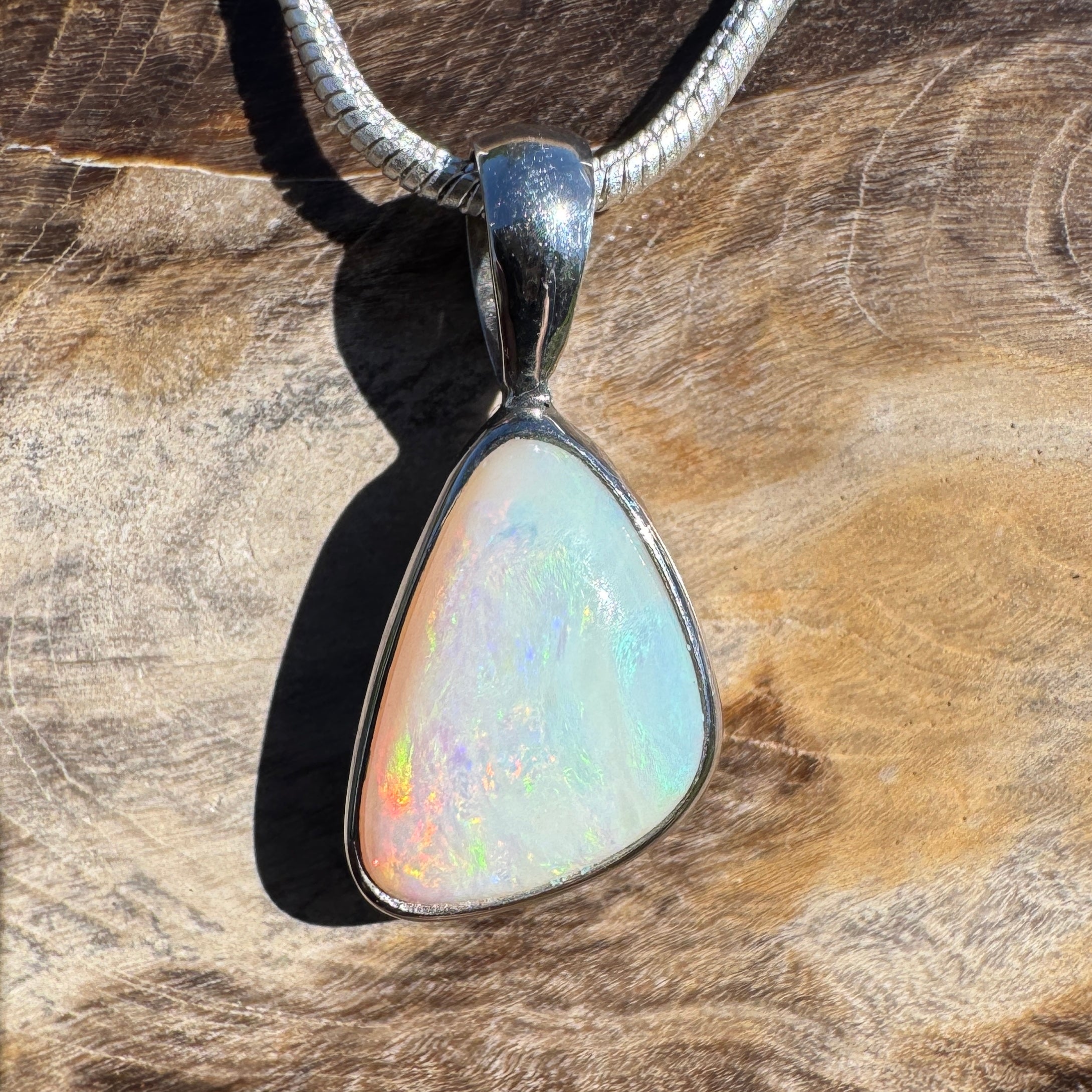 1.6ct Coober Pedy Opal Pendant Necklace ~ 'Jurien Glow' | 925 Sterling Silver | Solid Australian Opal