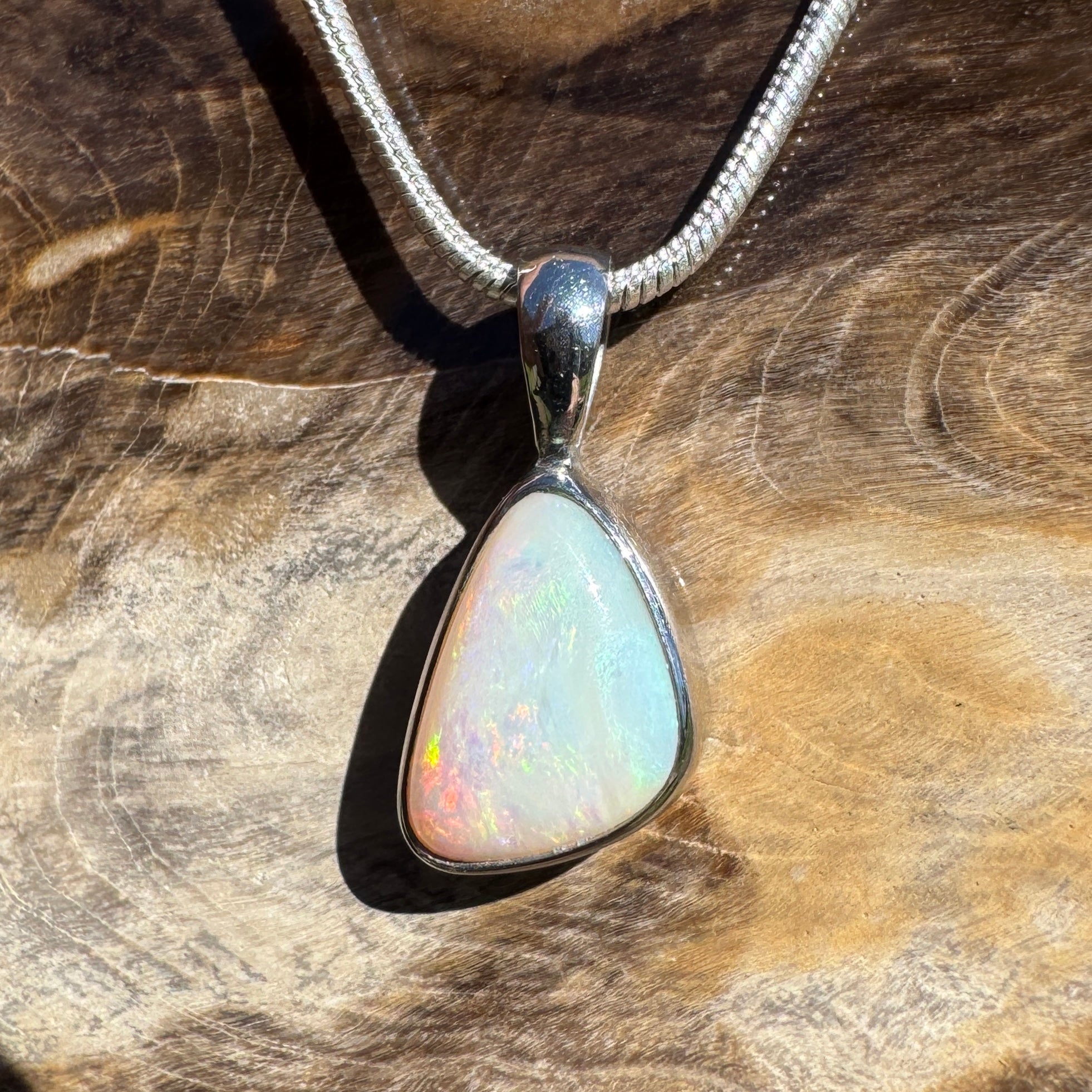 1.6ct Coober Pedy Opal Pendant Necklace ~ 'Jurien Glow' | 925 Sterling Silver | Solid Australian Opal