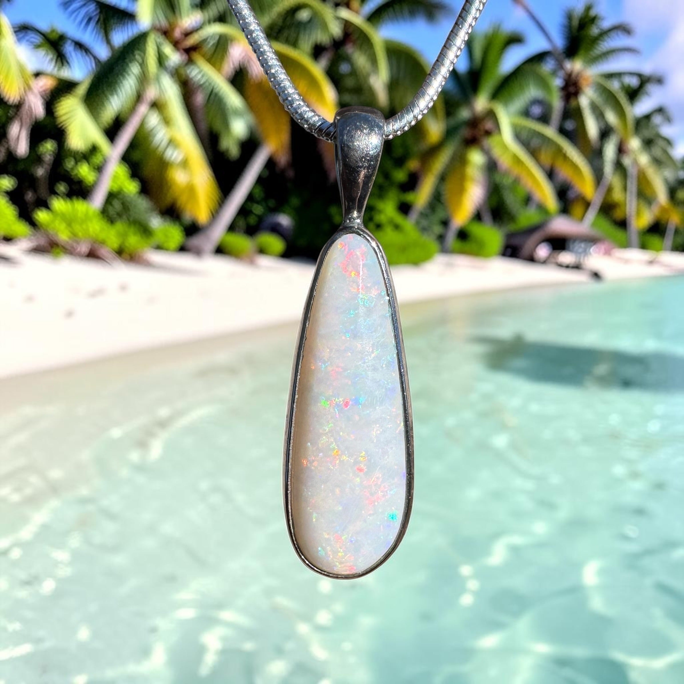 3.6ct Coober Pedy Opal Pendant Necklace ~ 'Hopetoun Fire' | 925 Sterling Silver | Solid Australian Opal