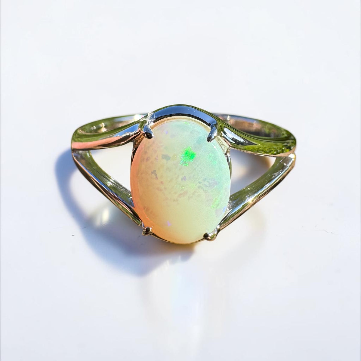 1.2ct Australian Opal Ring ~ 'Canunda Greens' | 925 Sterling Silver | Solid Australian Opal